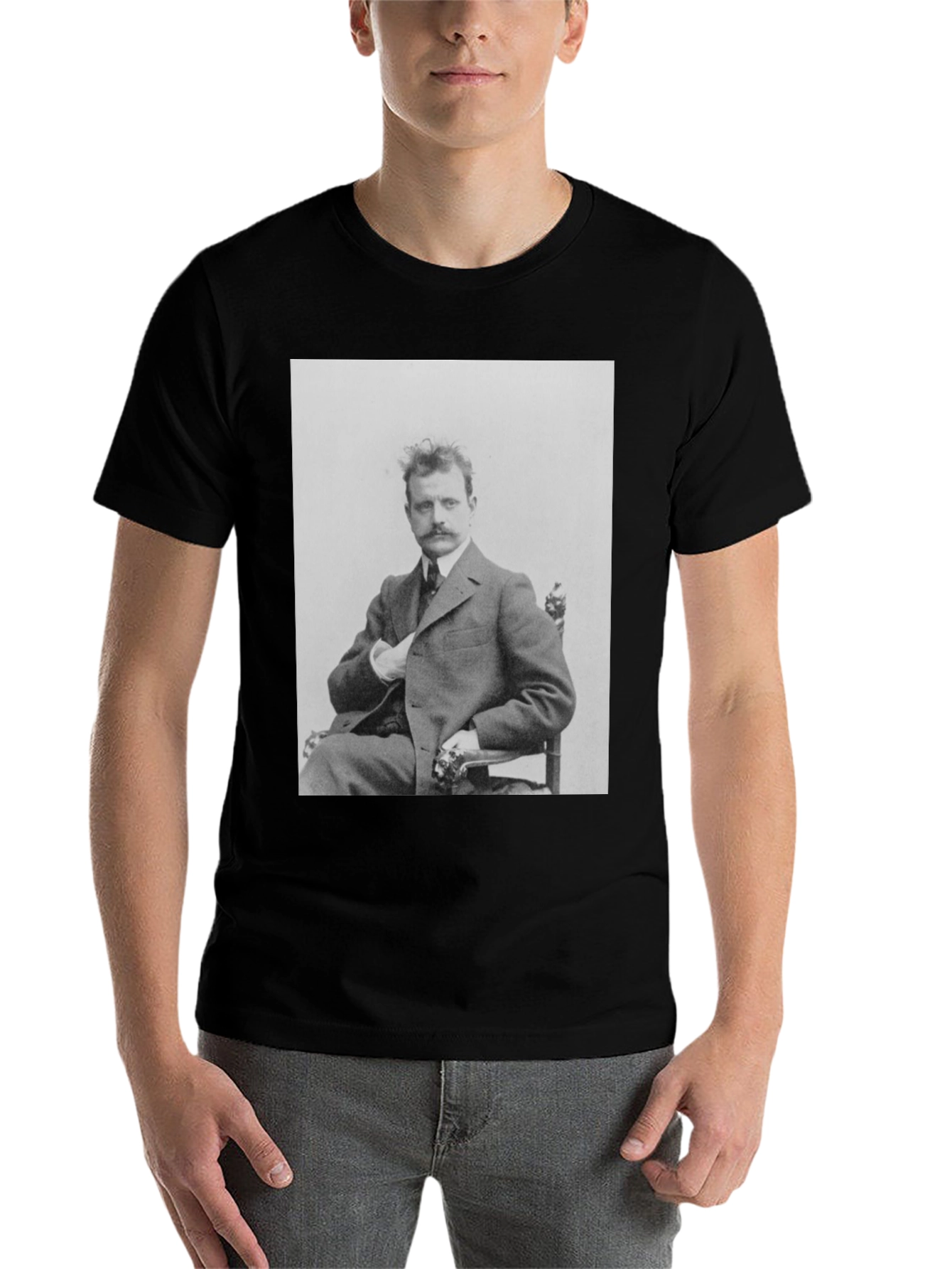Black Vintage Portrait Tee - Classic Style view 7