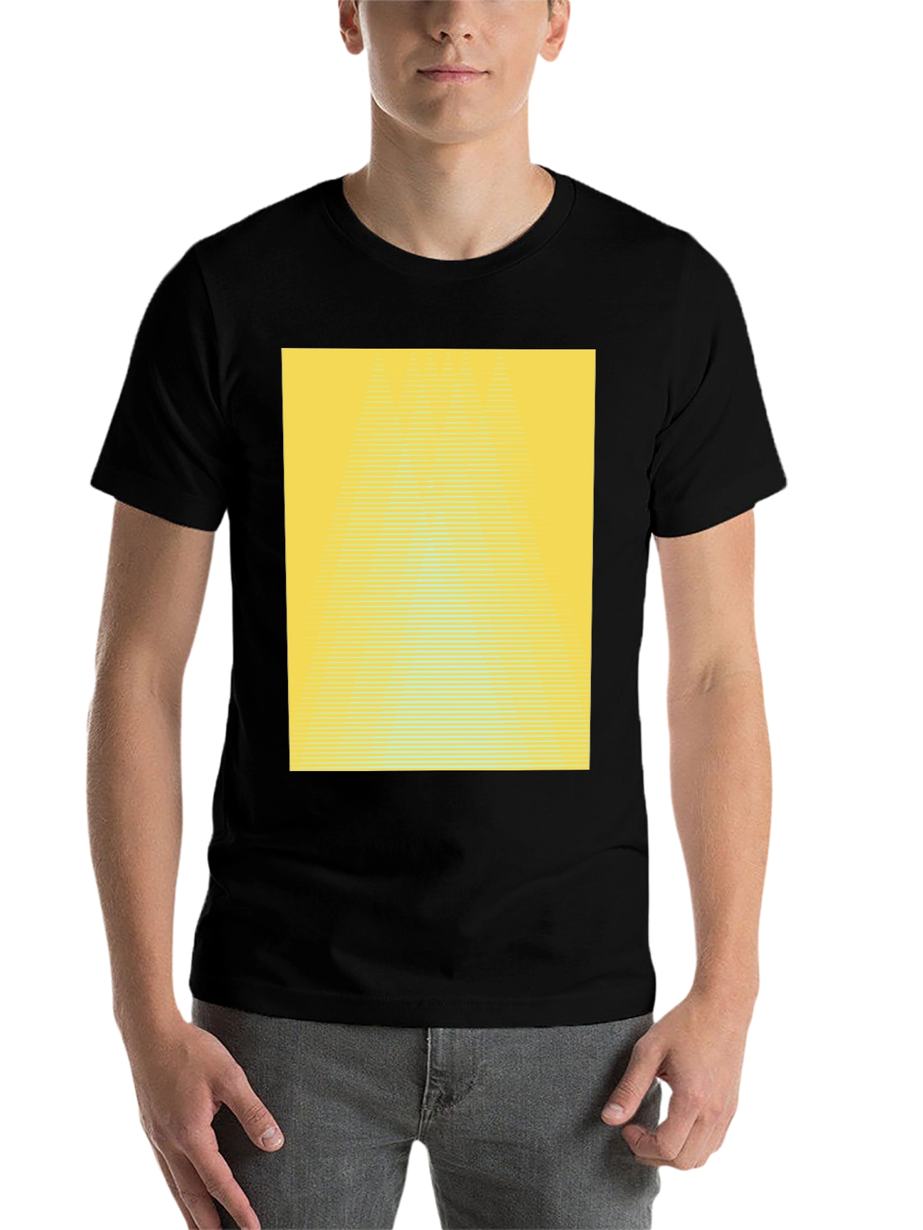 Black Abstract Yellow Gradient T-Shirt - Modern Graphic Tee view 7