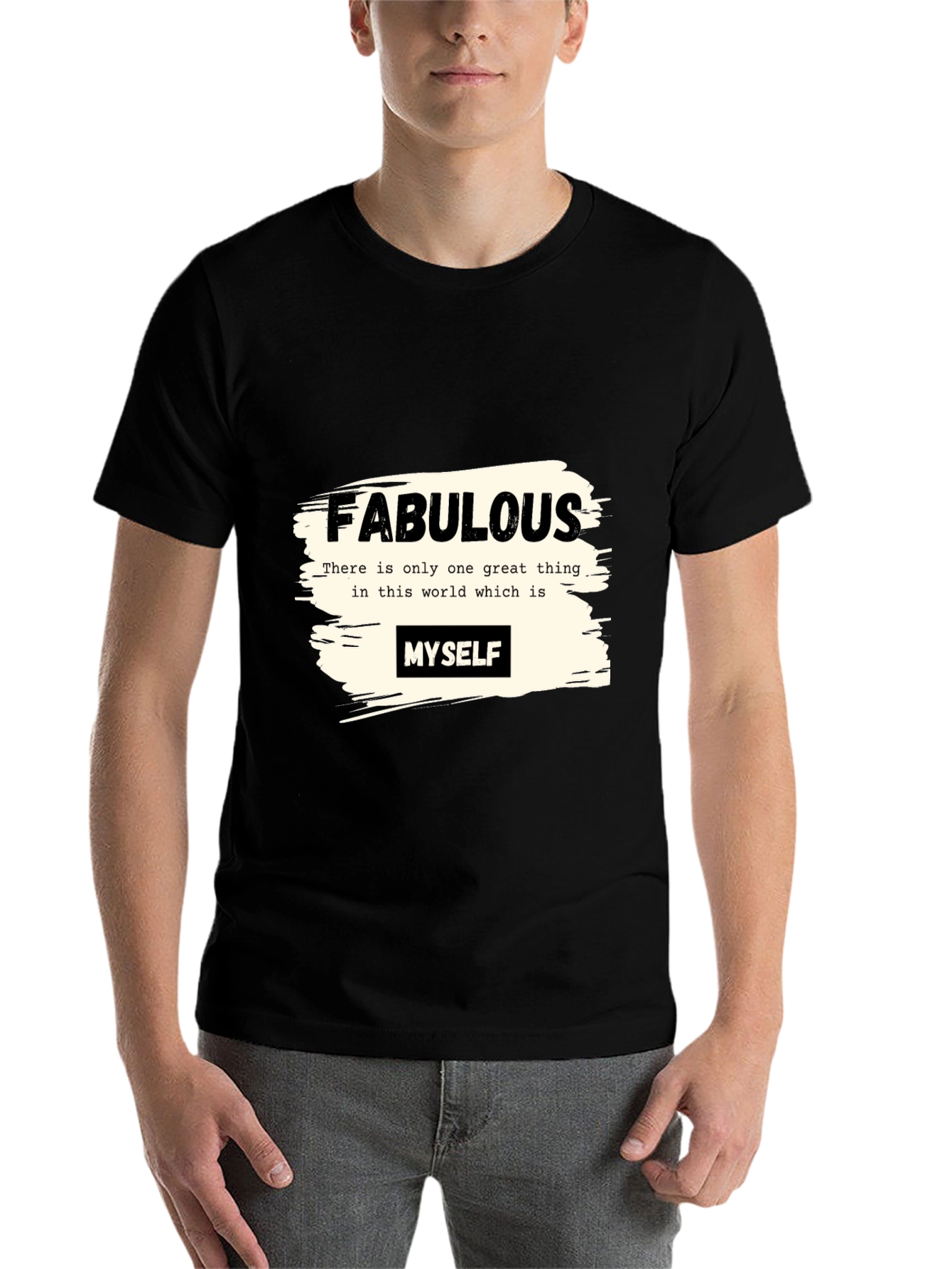 Black Fabulous Myself Graphic Tee - Black Unisex T-Shirt view 7
