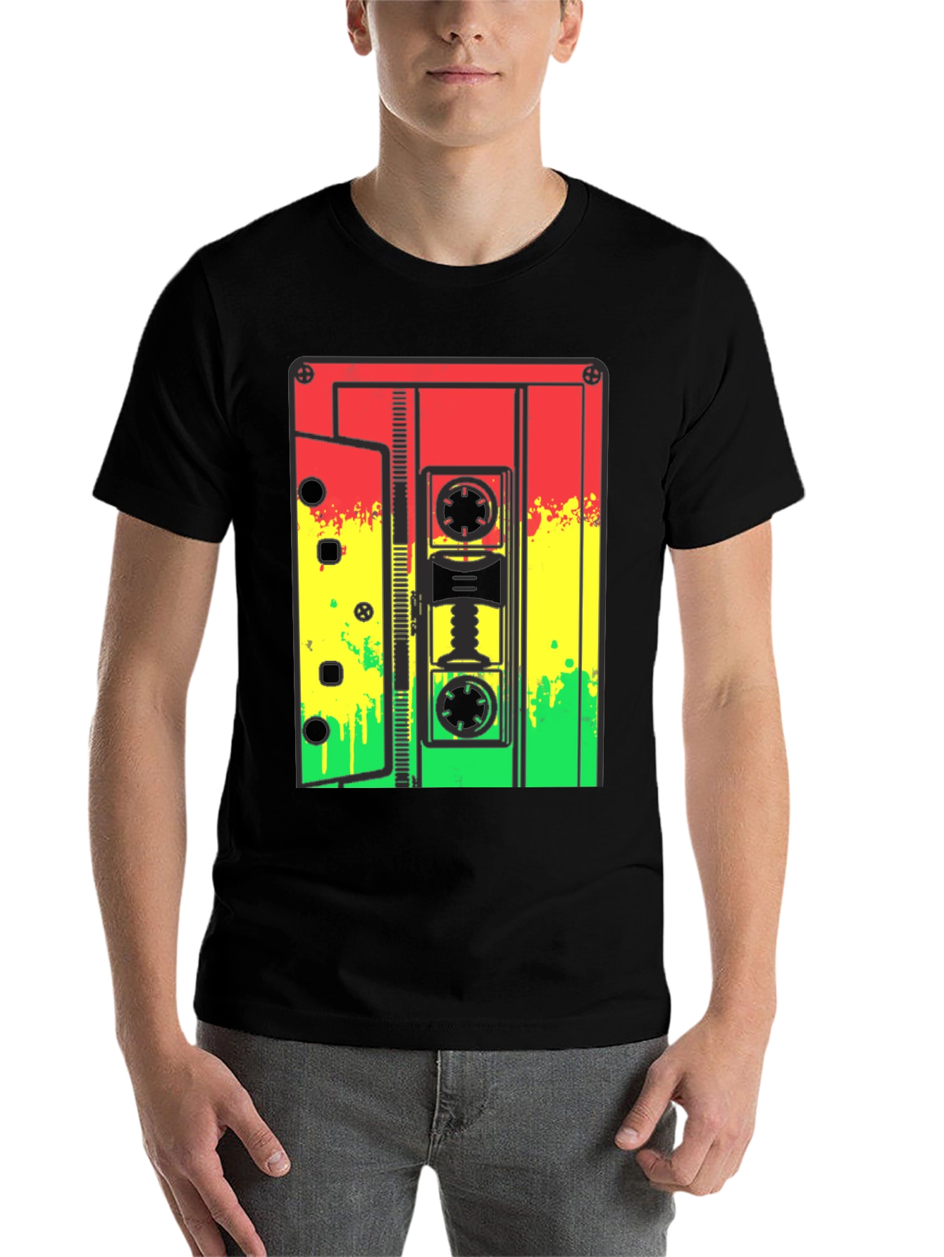 Black Rasta Cassette Tape Graphic Tee view 7