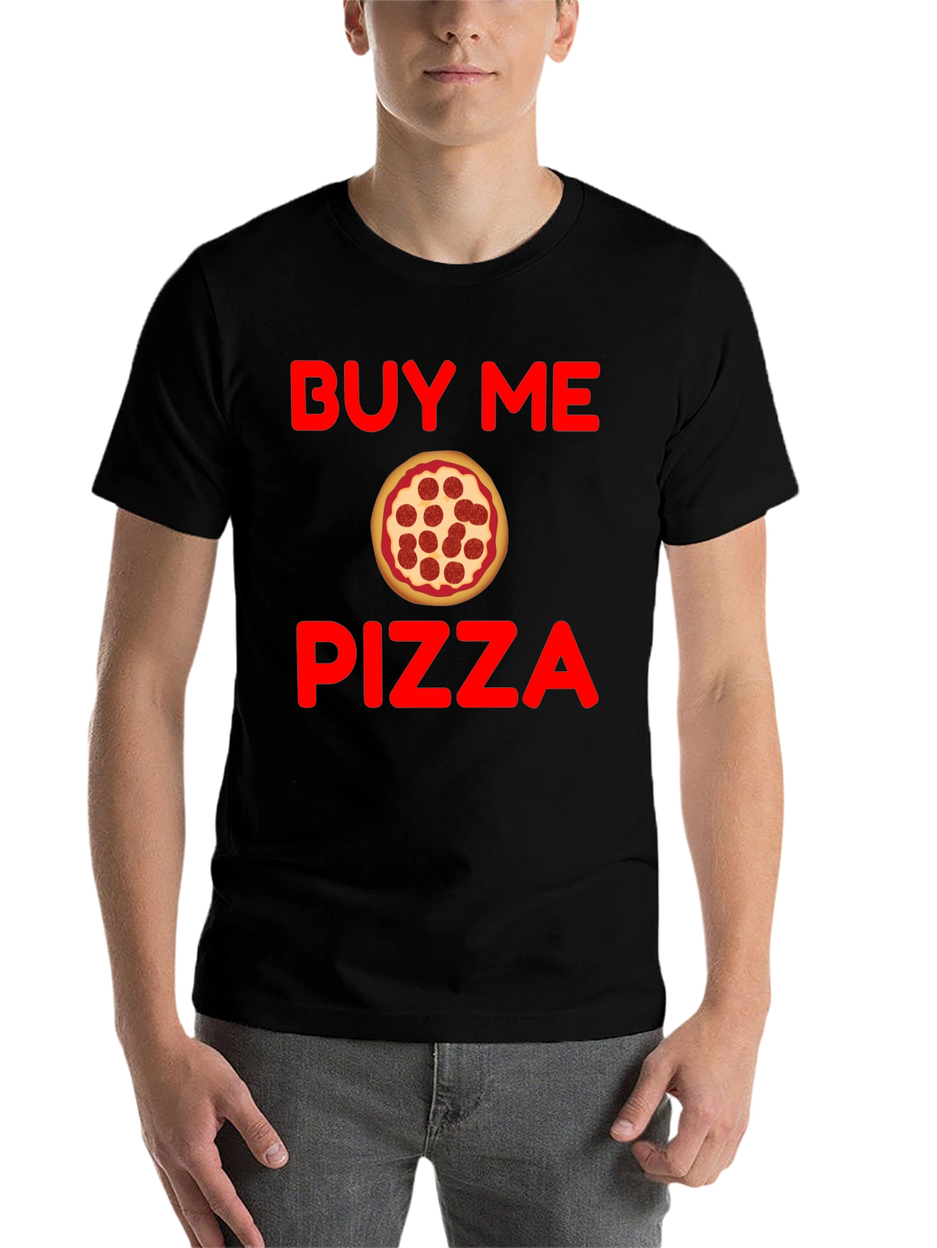 Black Buy Me Pizza Graphic T-Shirt - Funny Foodie Tee view 7