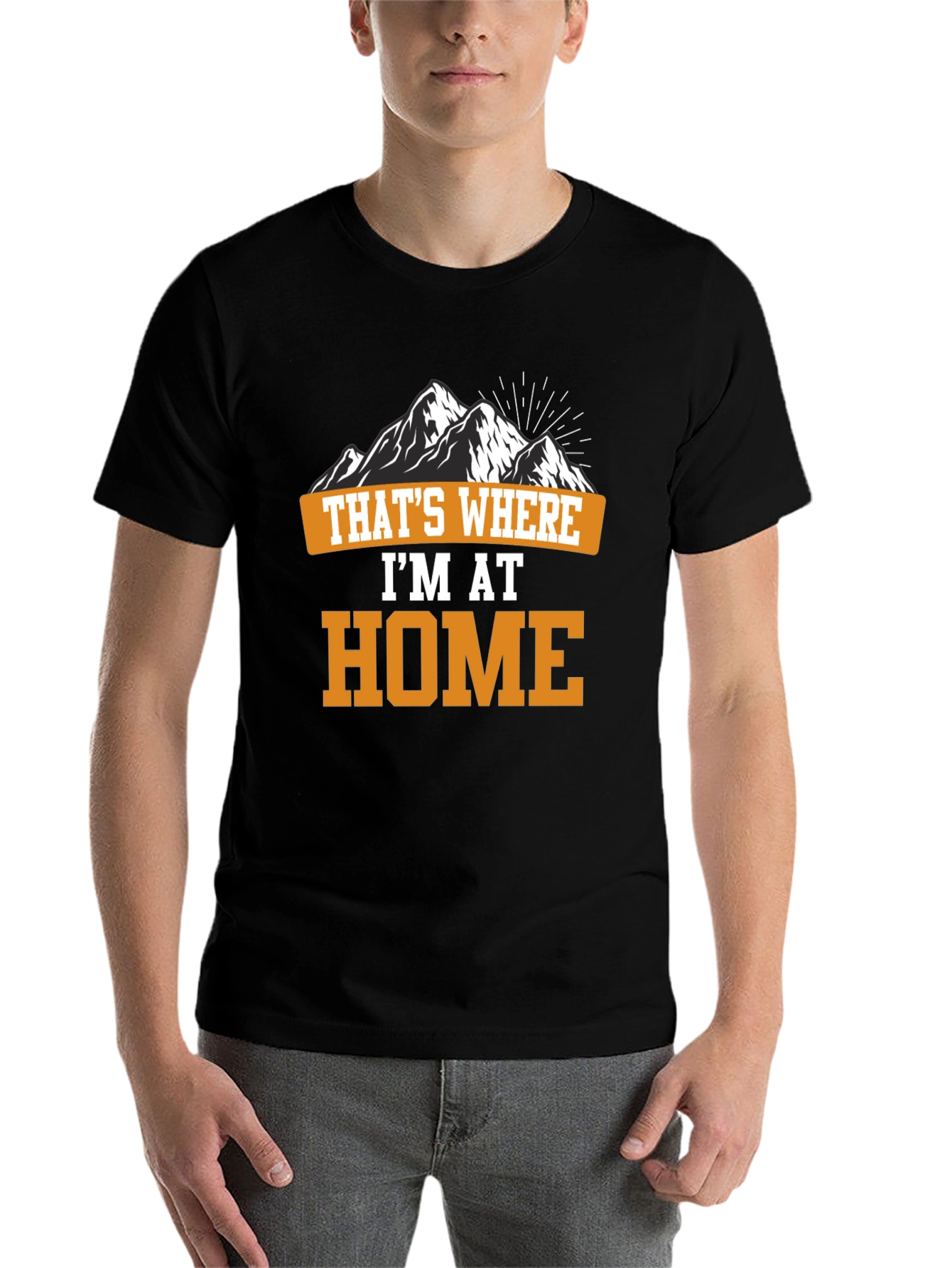 Black That's Where I'm At Home Mountain T-Shirt view 7