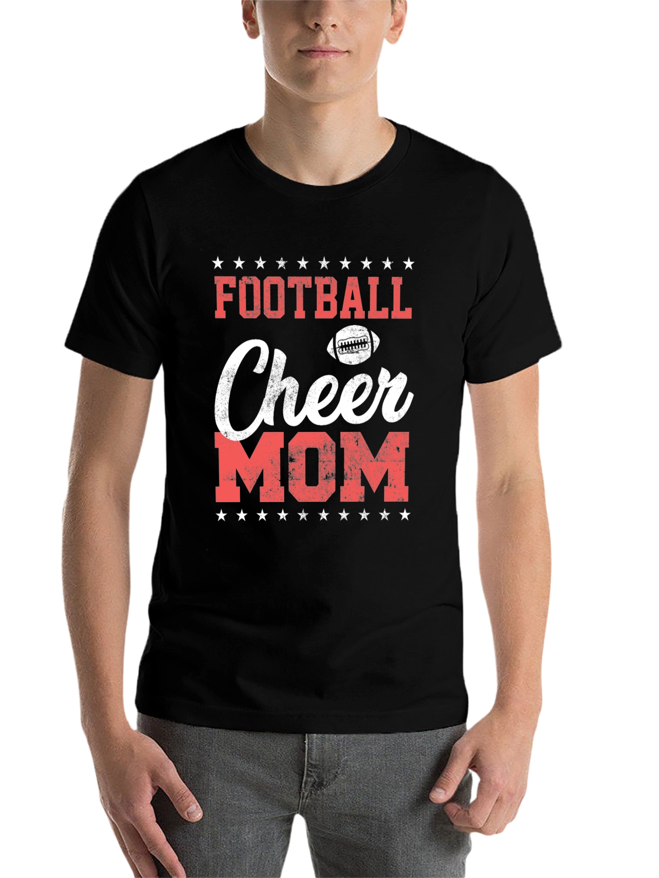 Black Football Cheer Mom T-Shirt - Game Day Apparel view 7