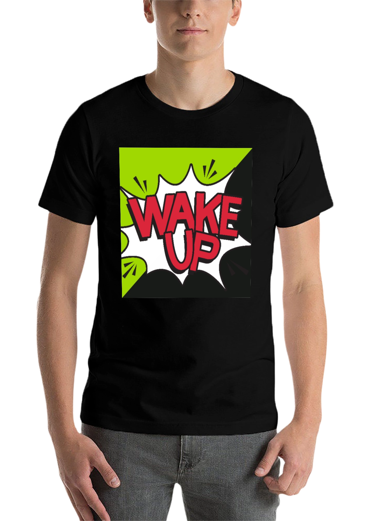 Black Wake Up Graphic Tee - Black Cotton T-Shirt view 7