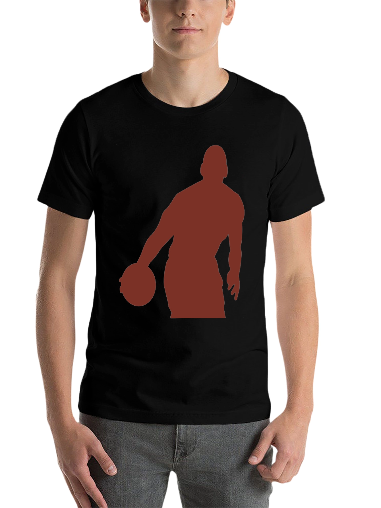 Black Basketball Silhouette Graphic Tee - Stylish Men's T-Shirt view 7