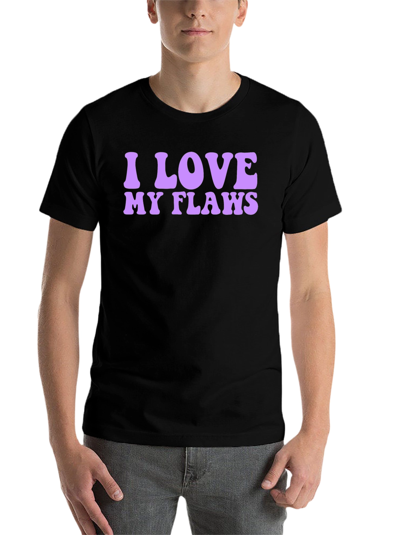Black I Love My Flaws Graphic Tee - Black view 7