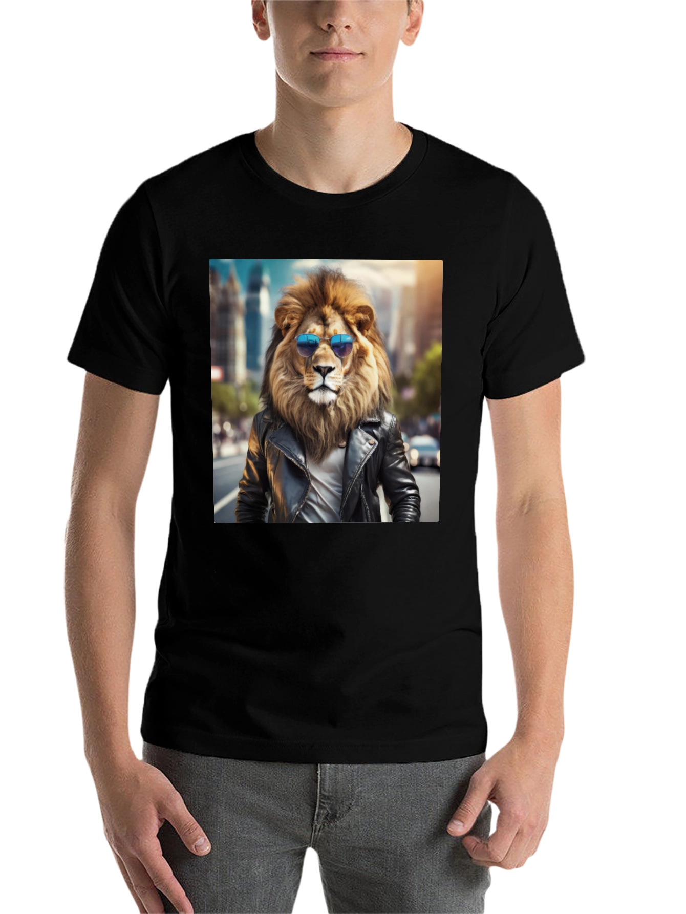 Black Cool Lion Graphic Tee - Street Style view 7