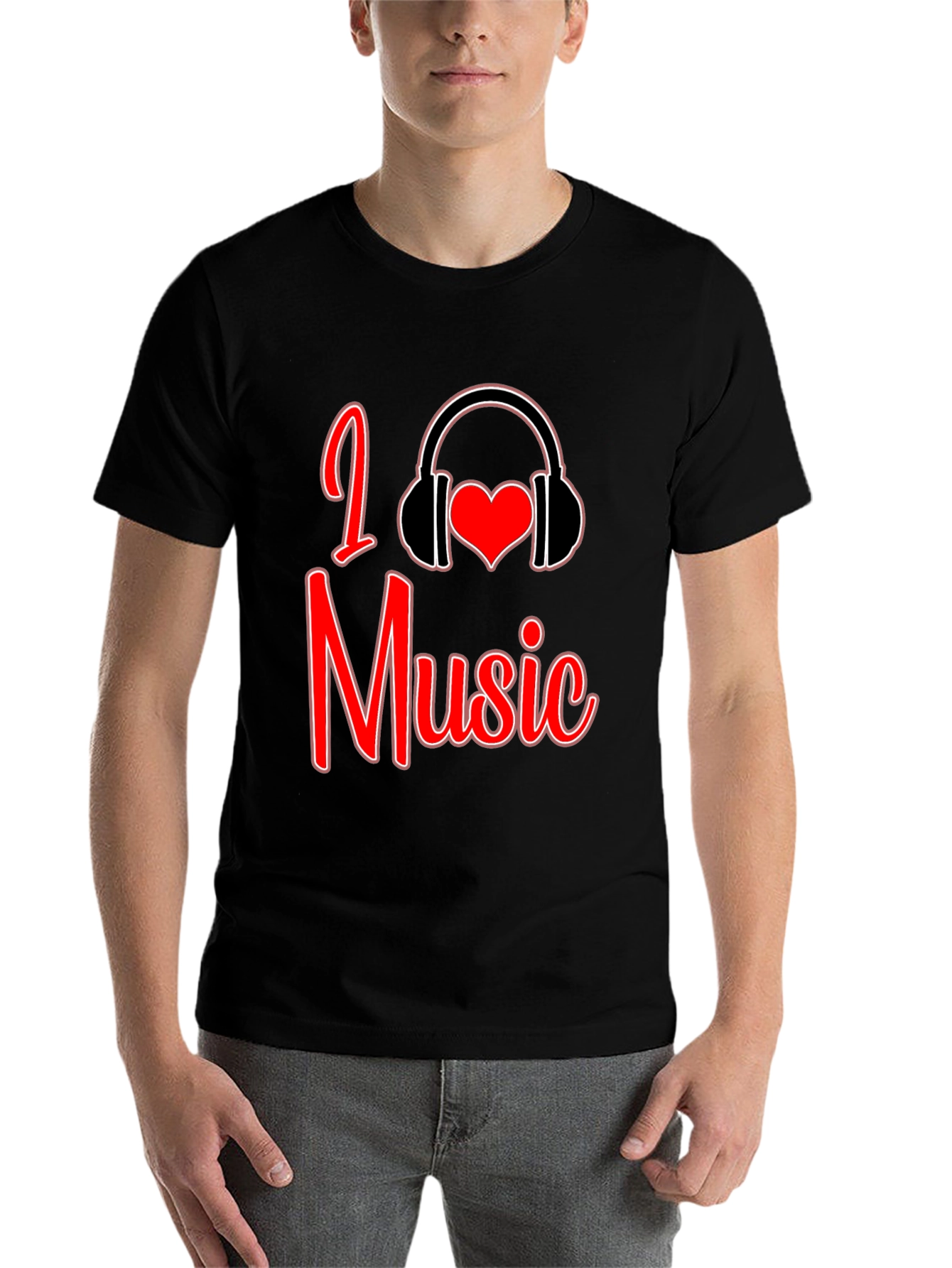 Black I Love Music Graphic T-Shirt view 7