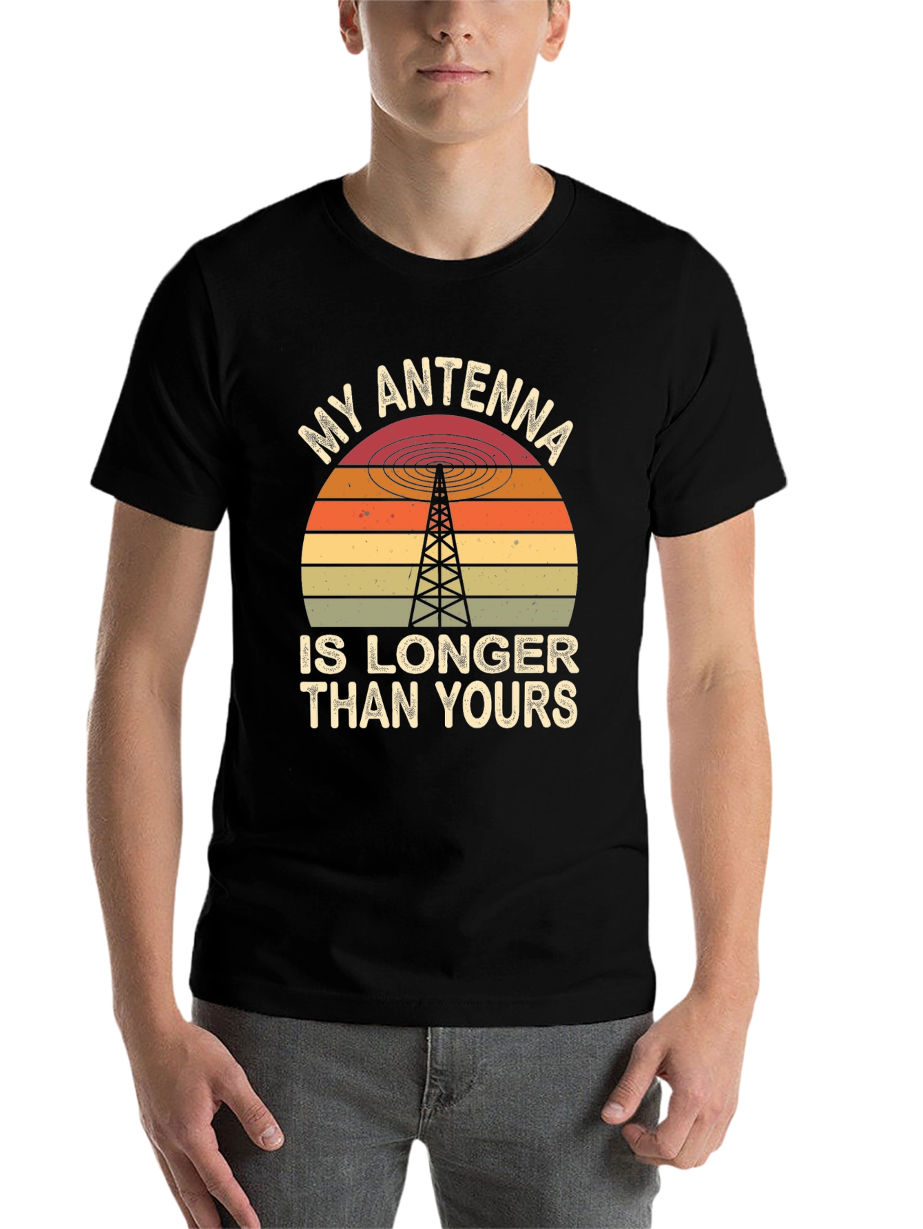 Black My Antenna is Longer Than Yours Funny T-Shirt view 7