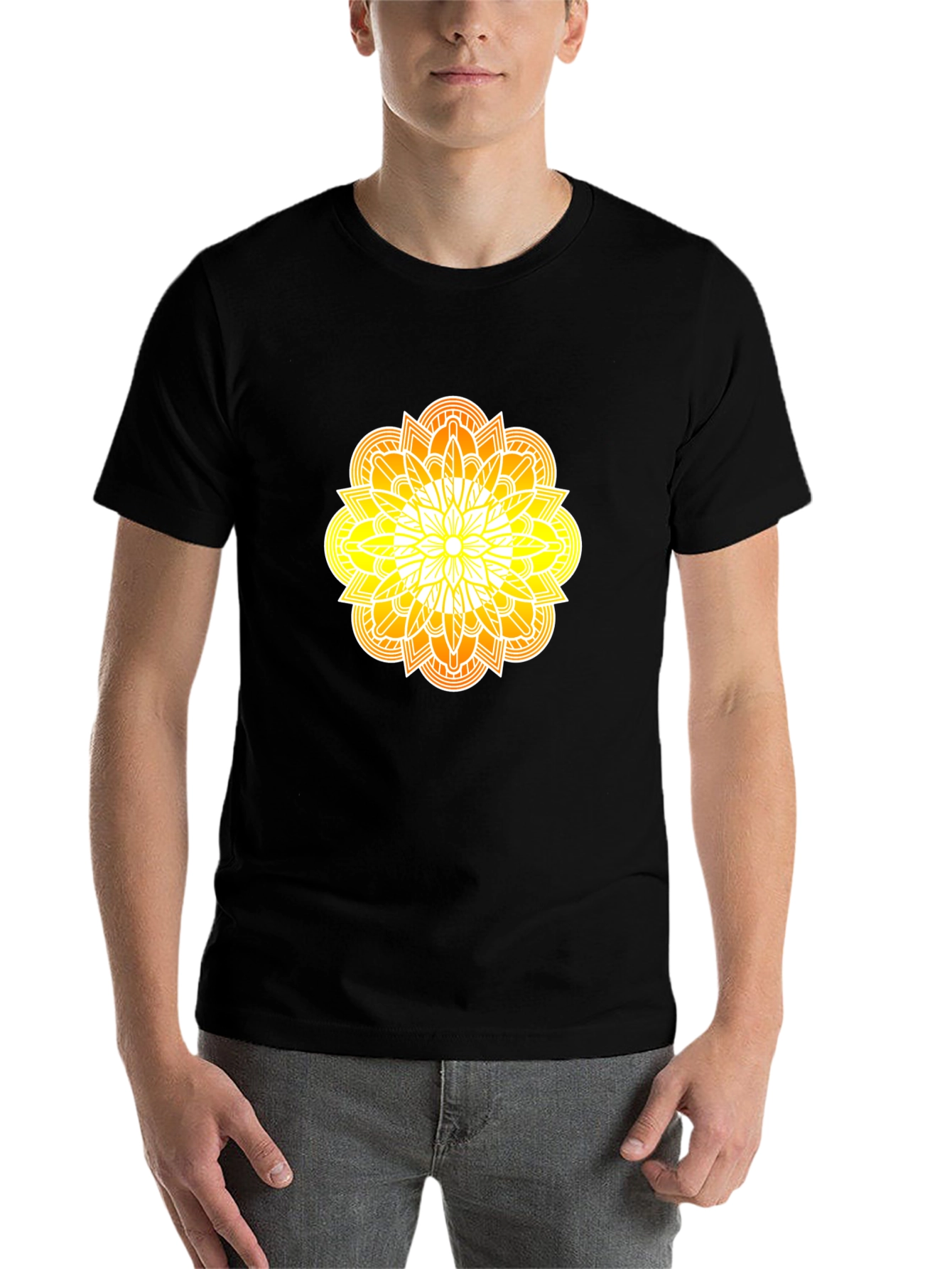 Black Radiant Mandala Graphic Black Tee view 7