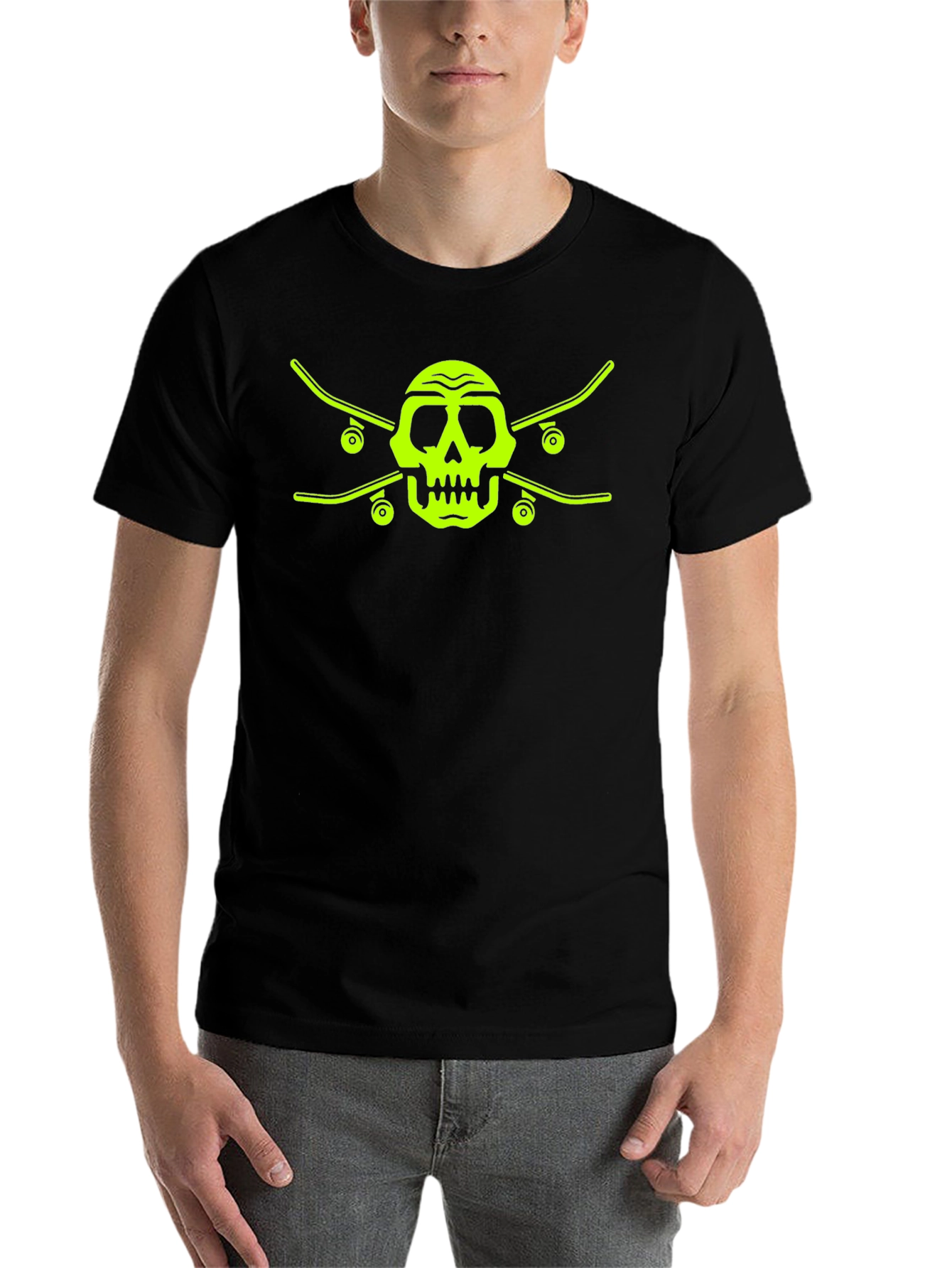 Black Skull & Skateboards Black T-Shirt - Edgy & Cool view 7