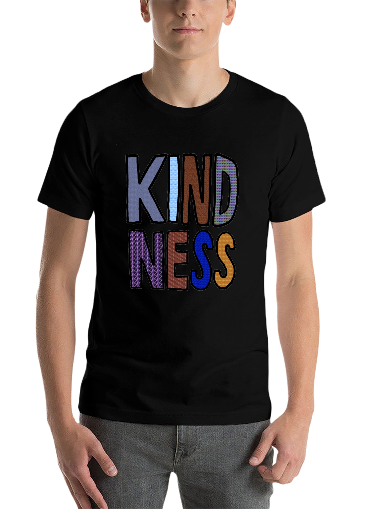 Black Kindness T-Shirt - Colorful Graphic Tee view 7