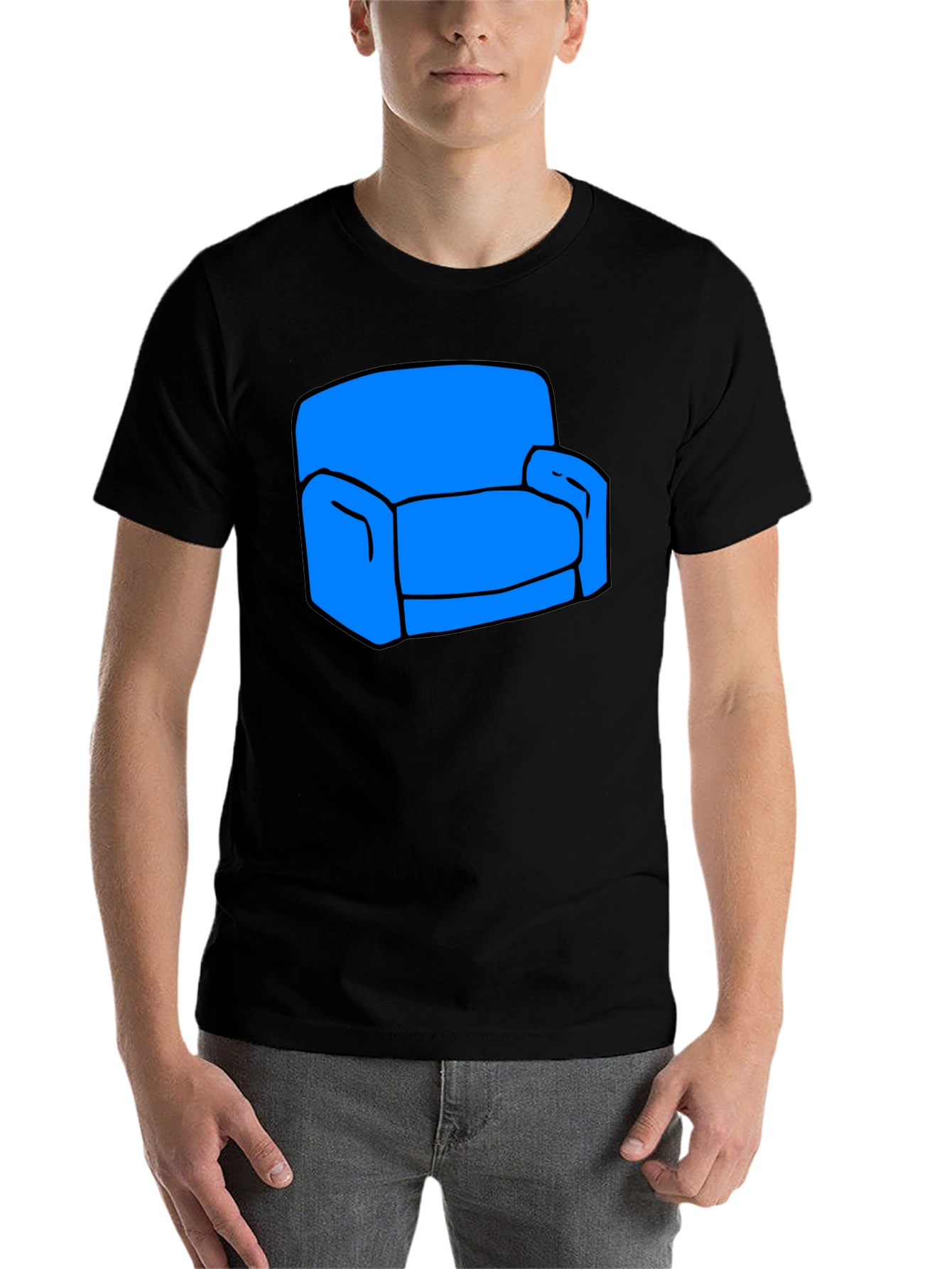 Black Novelty Couch Graphic T-Shirt - Black Cotton Tee view 7