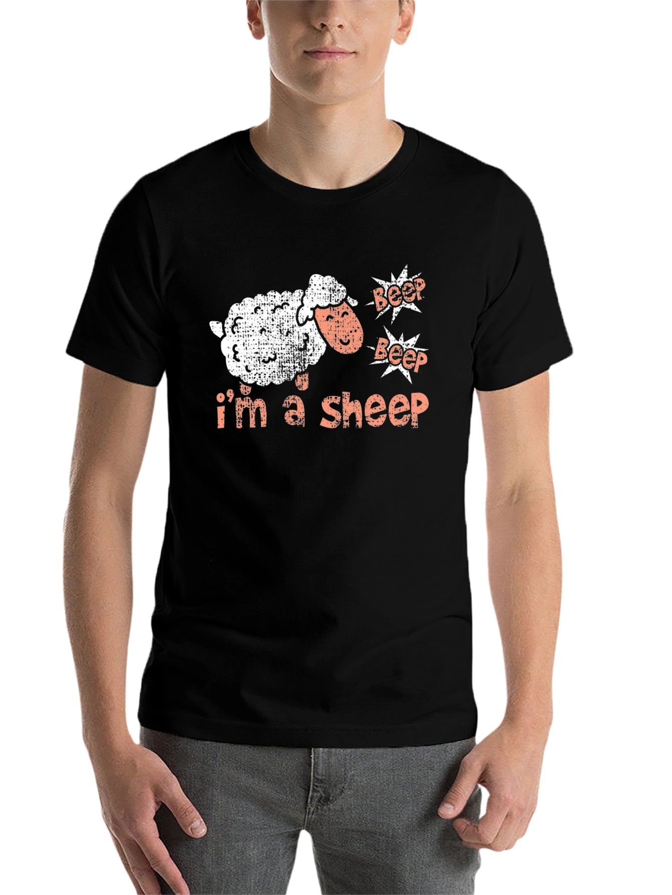 Black I'm a Sheep T-Shirt - Funny Animal Graphic Tee view 7