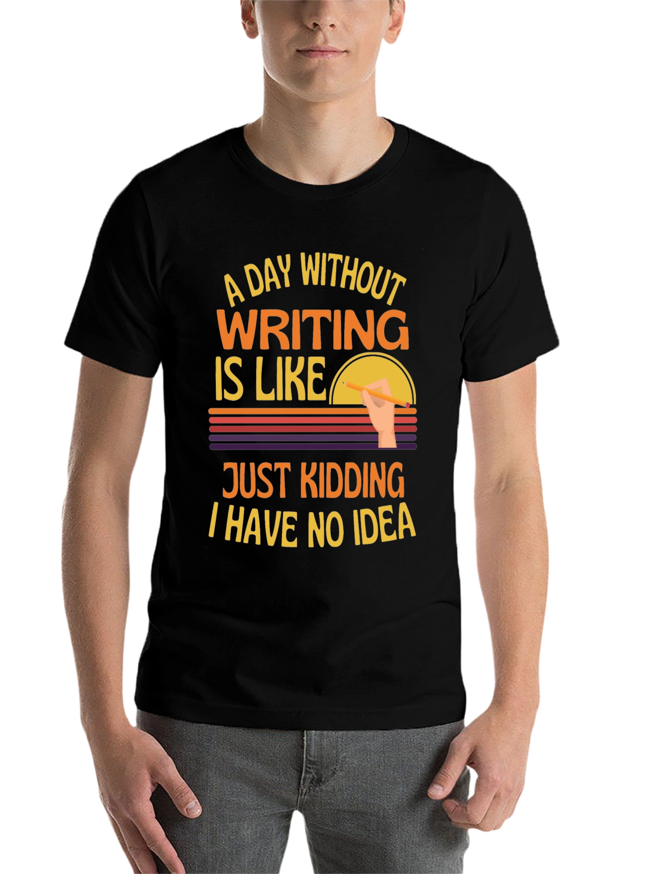 Black Funny Writing T-Shirt - A Day Without Writing view 7