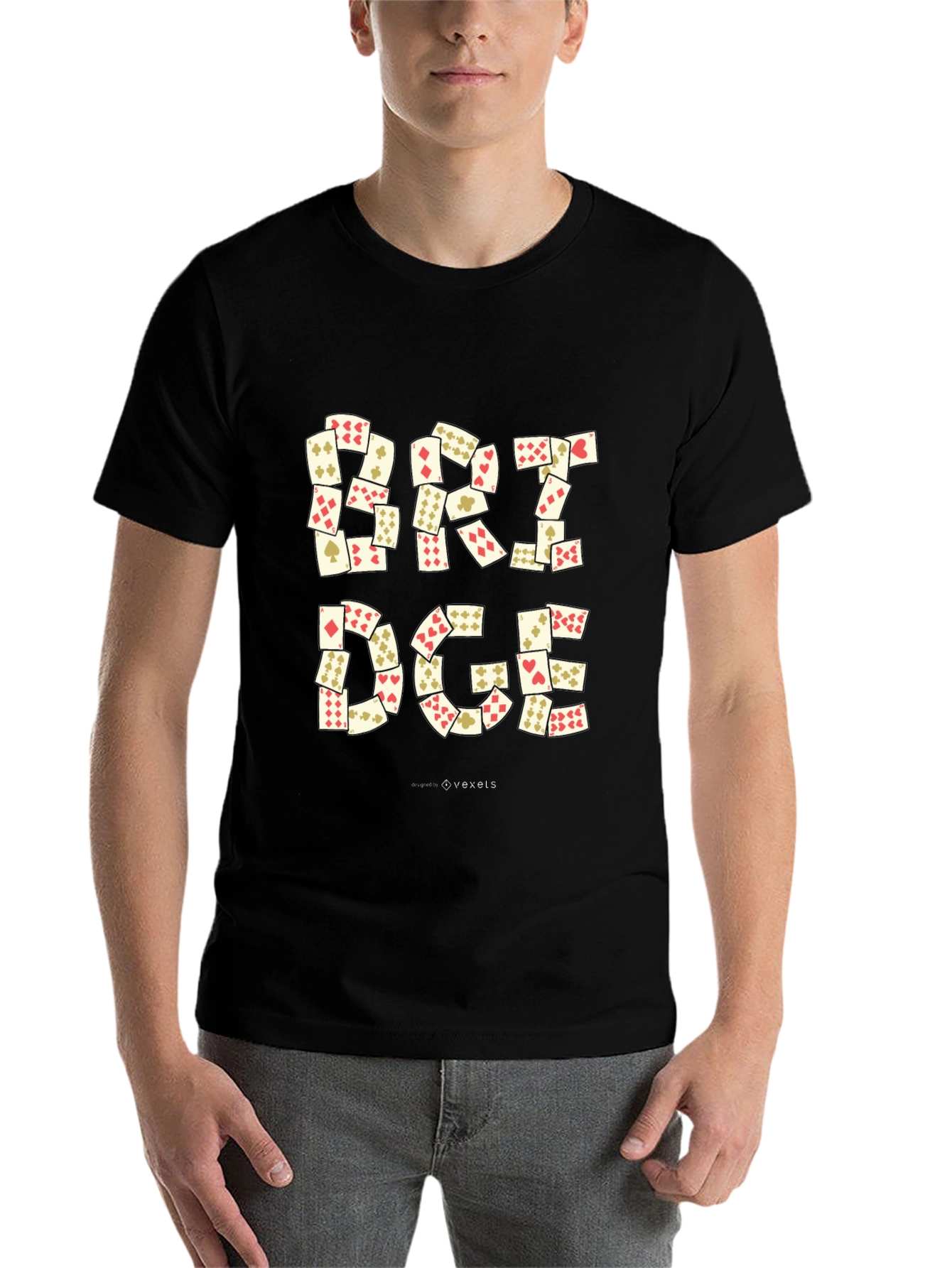 Black Bridge Card Game Graphic Tee - Black Unisex T-Shirt view 7