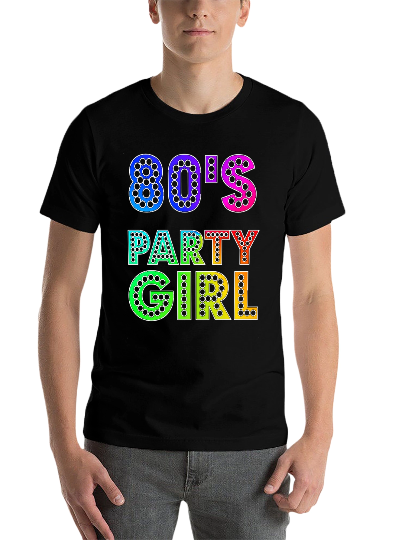 Black 80's Party Girl Graphic Tee - Retro Style view 7