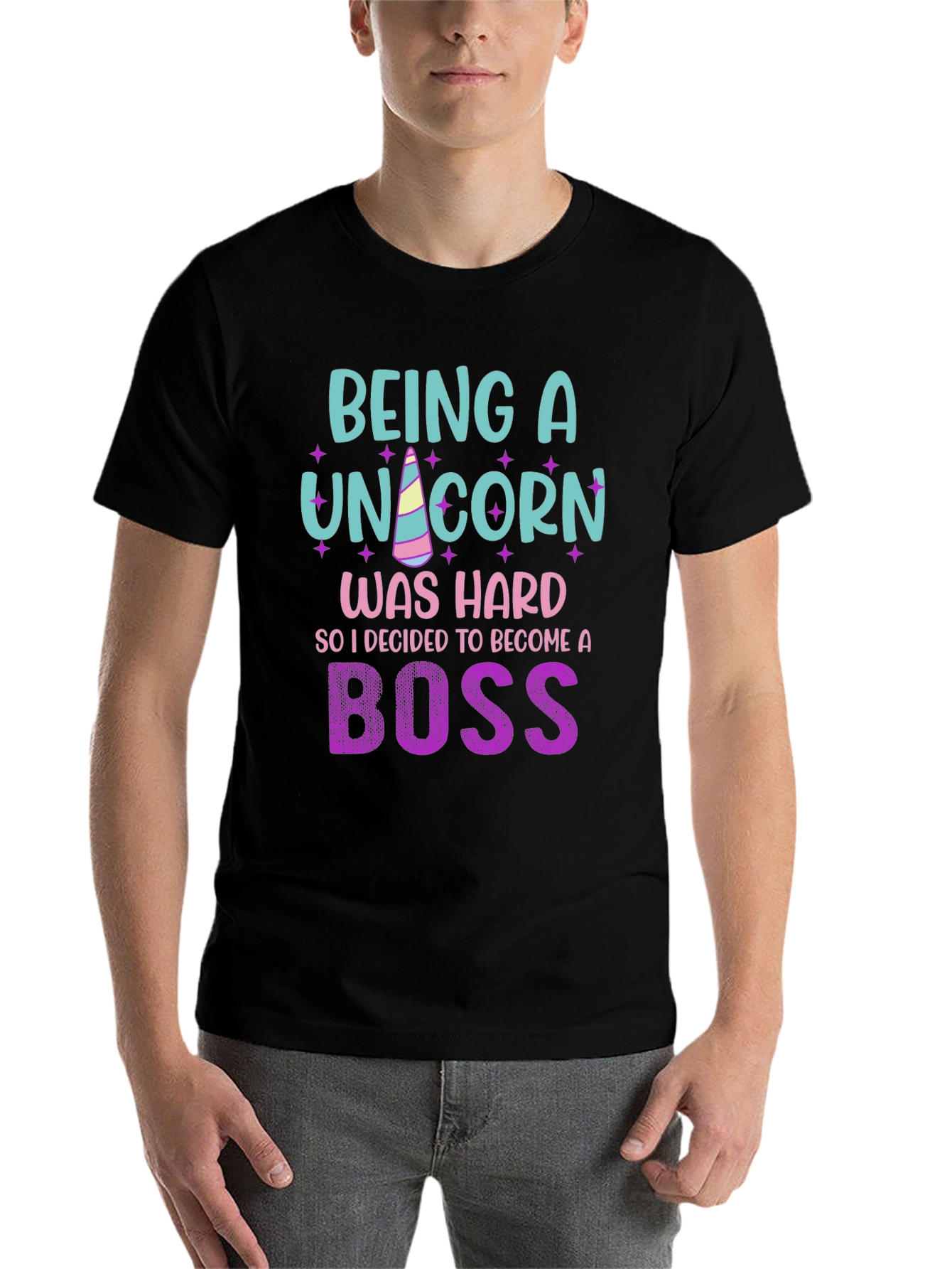 Black Being A Unicorn Was Hard - Funny Novelty T-Shirt view 7