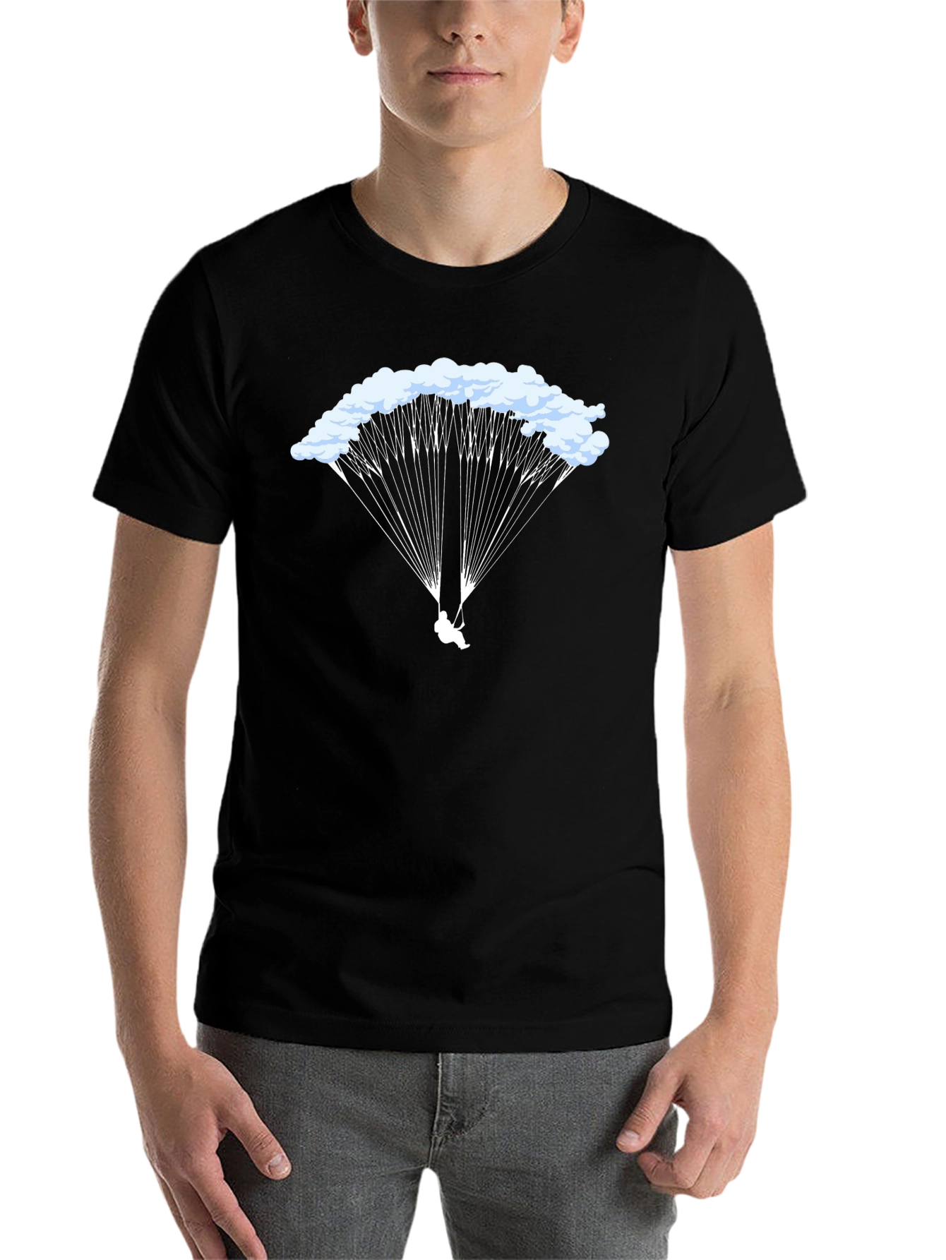 Black Parachute Graphic Tee - Skydiving T-Shirt view 7
