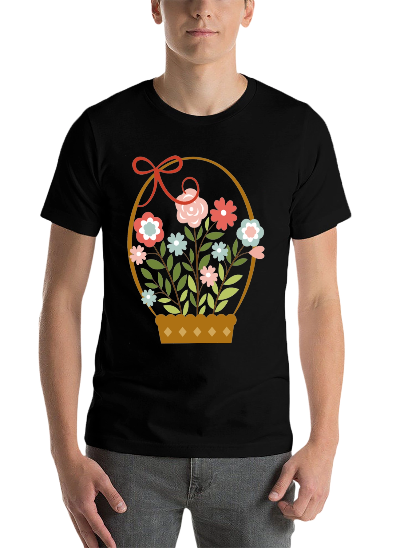 Black Floral Basket T-Shirt view 7