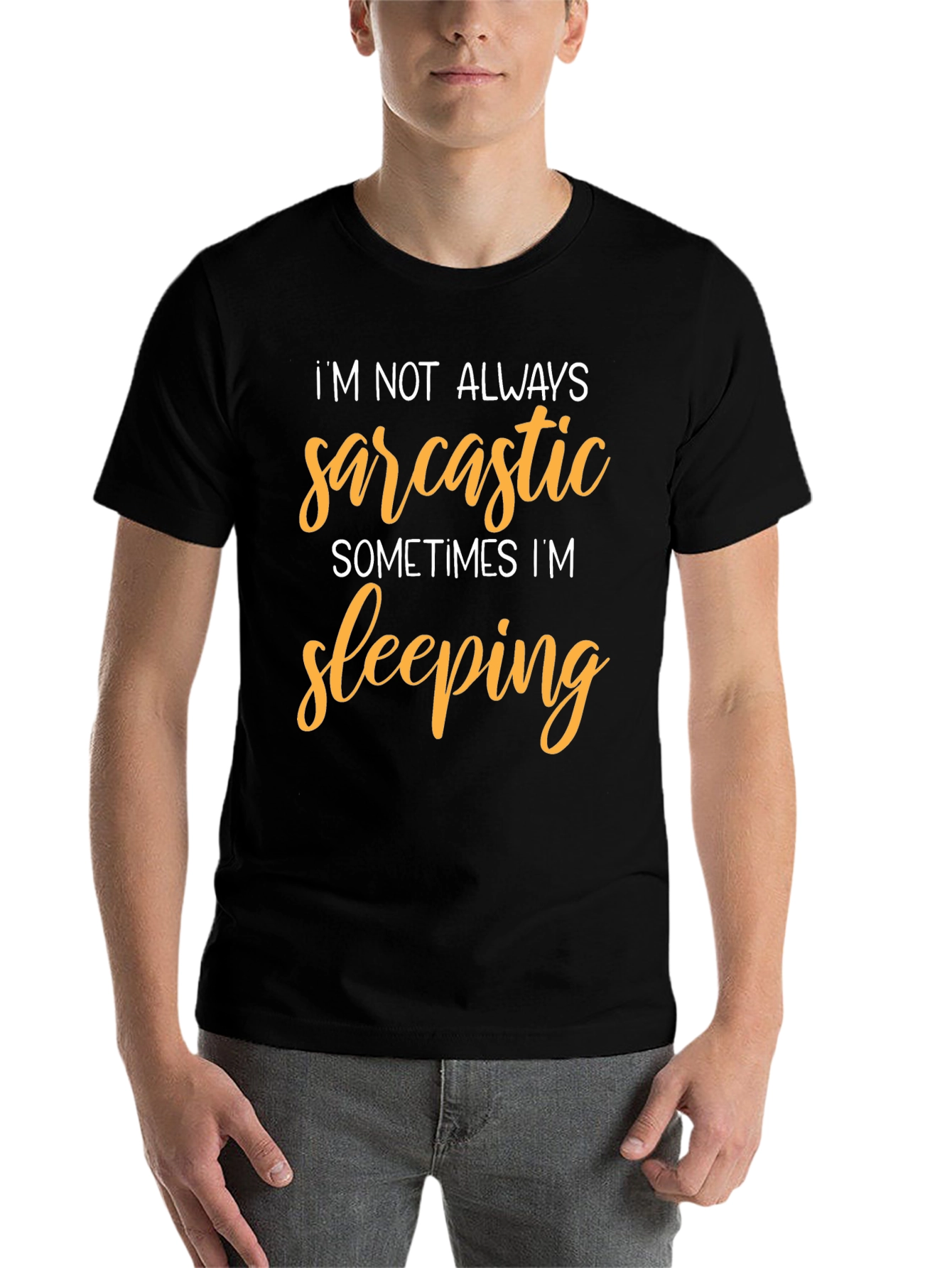 Black Sarcastic Sleeping Black T-Shirt - Funny Graphic Tee view 7