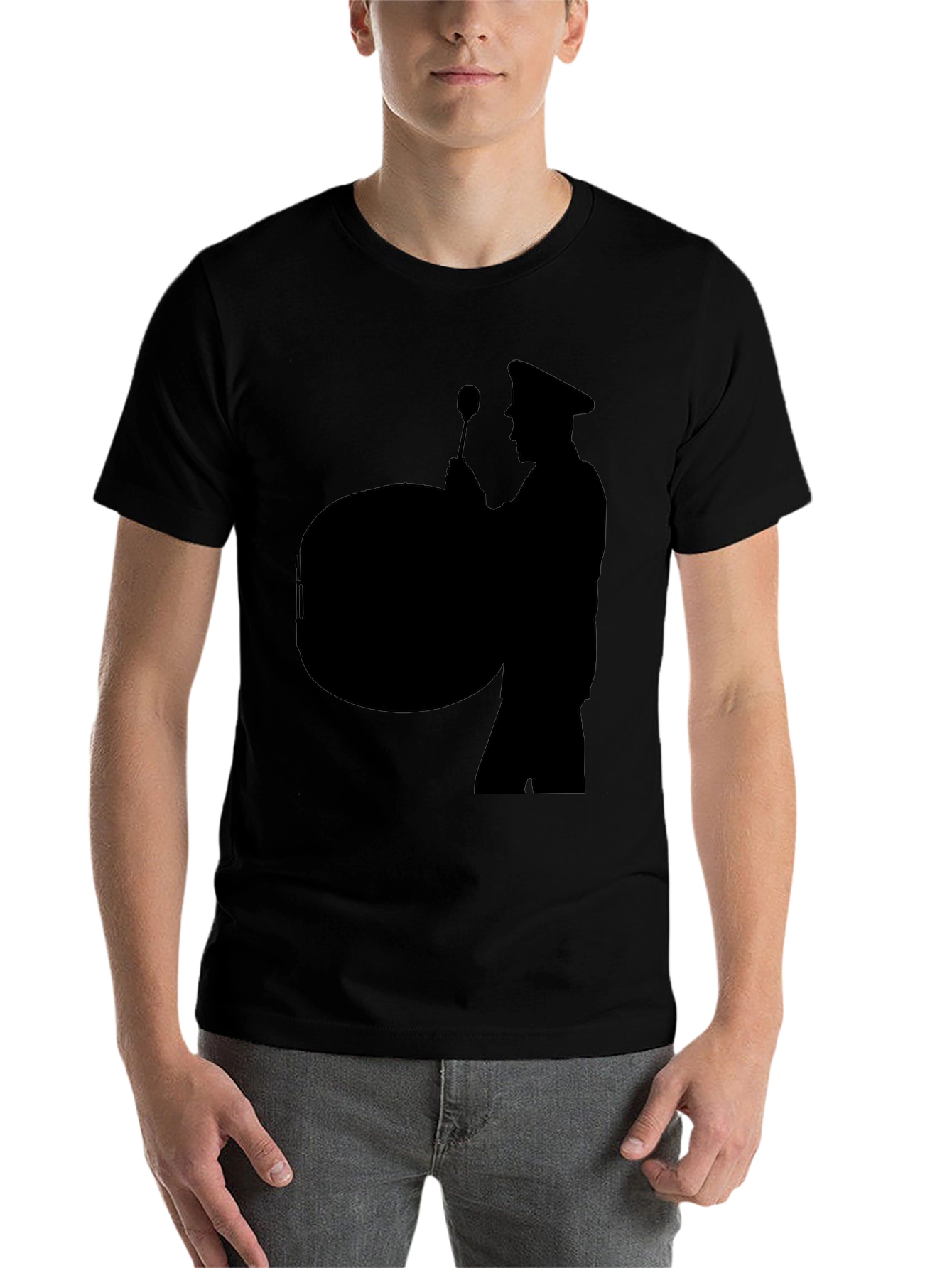 Black Silhouette Drummer Black T-Shirt view 7