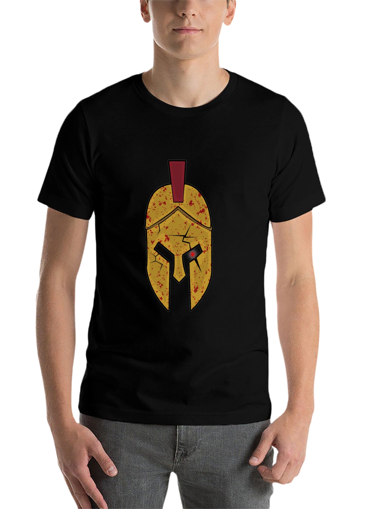 Black Spartan Helmet Graphic Tee - Black view 7