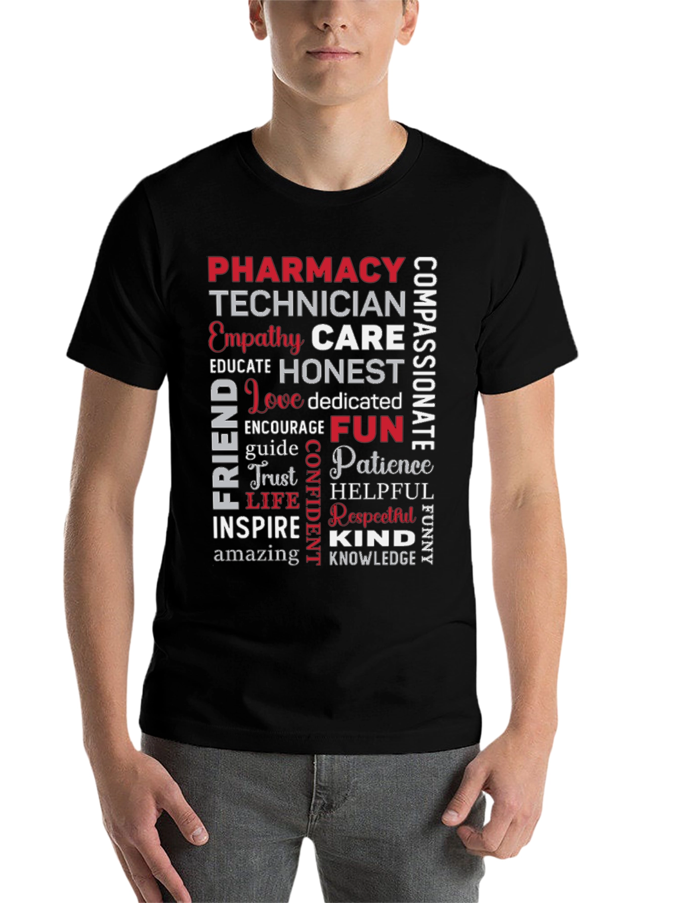Black Pharmacy Technician Word Art T-Shirt view 7