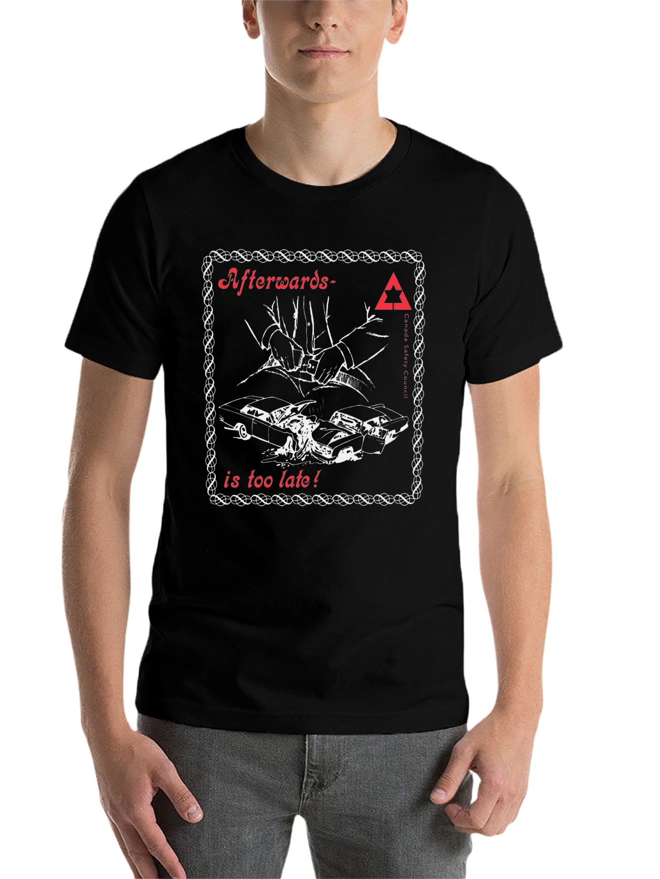 Black Afterwards is Too Late Safety T-Shirt view 7