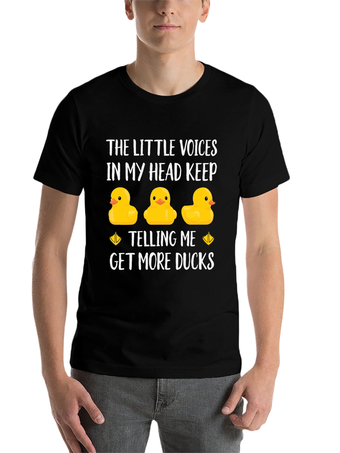 Black Funny Duck Lover T-Shirt - The Little Voices In My Head view 7