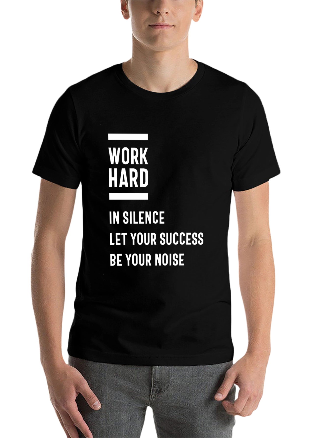 Work Hard in Silence Motivational Black T-Shirt - 7