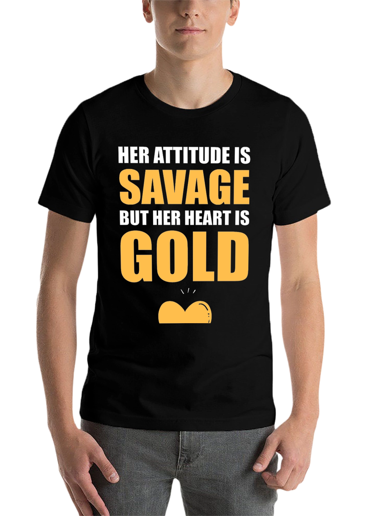 Black Savage Heart of Gold Graphic T-Shirt view 7