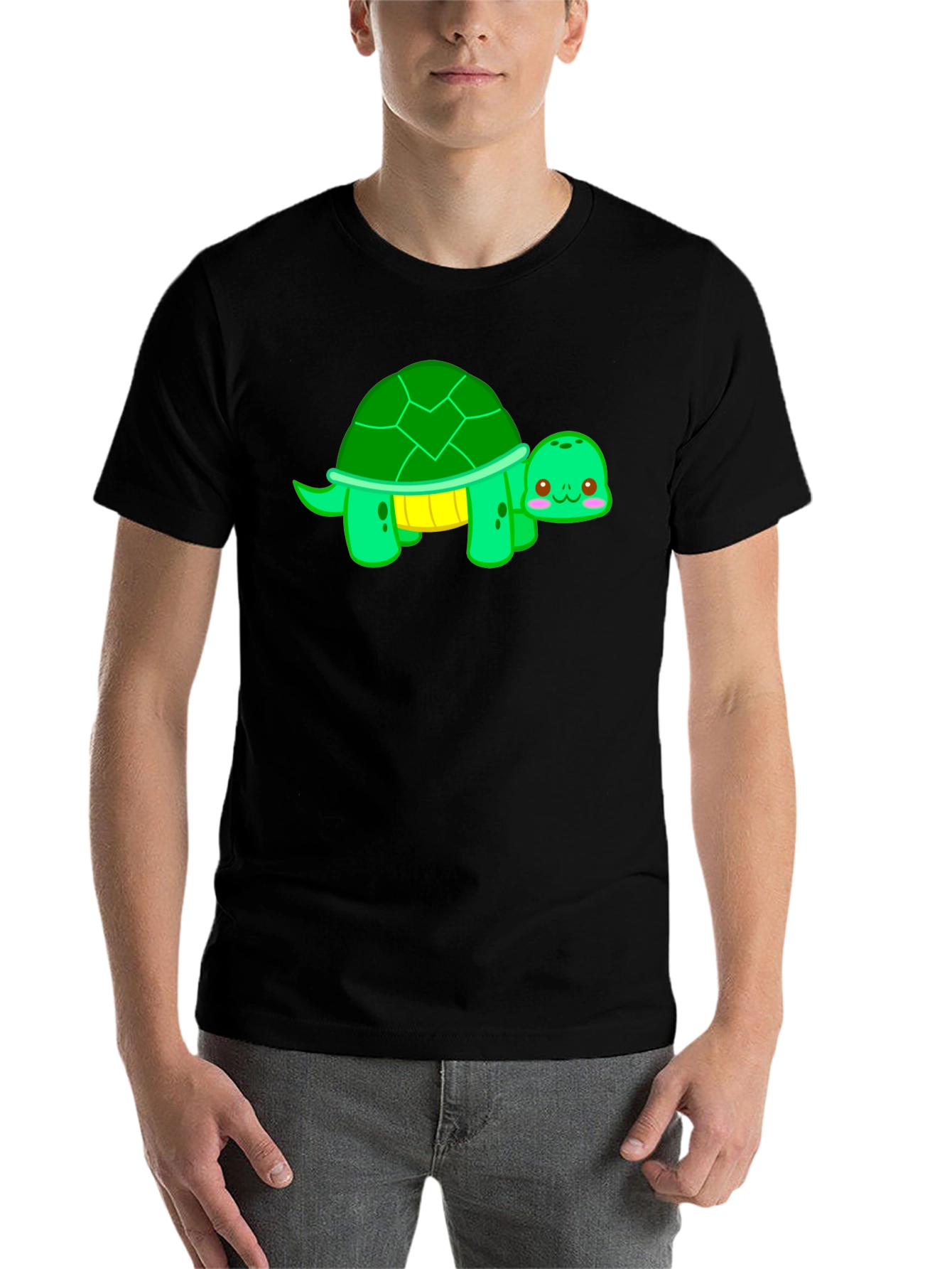 Black Cute Turtle Graphic T-Shirt - Black view 7