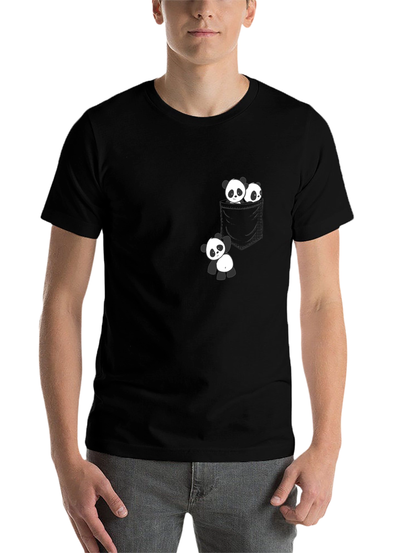Black Panda Pocket Tee - Cute Graphic T-Shirt view 7