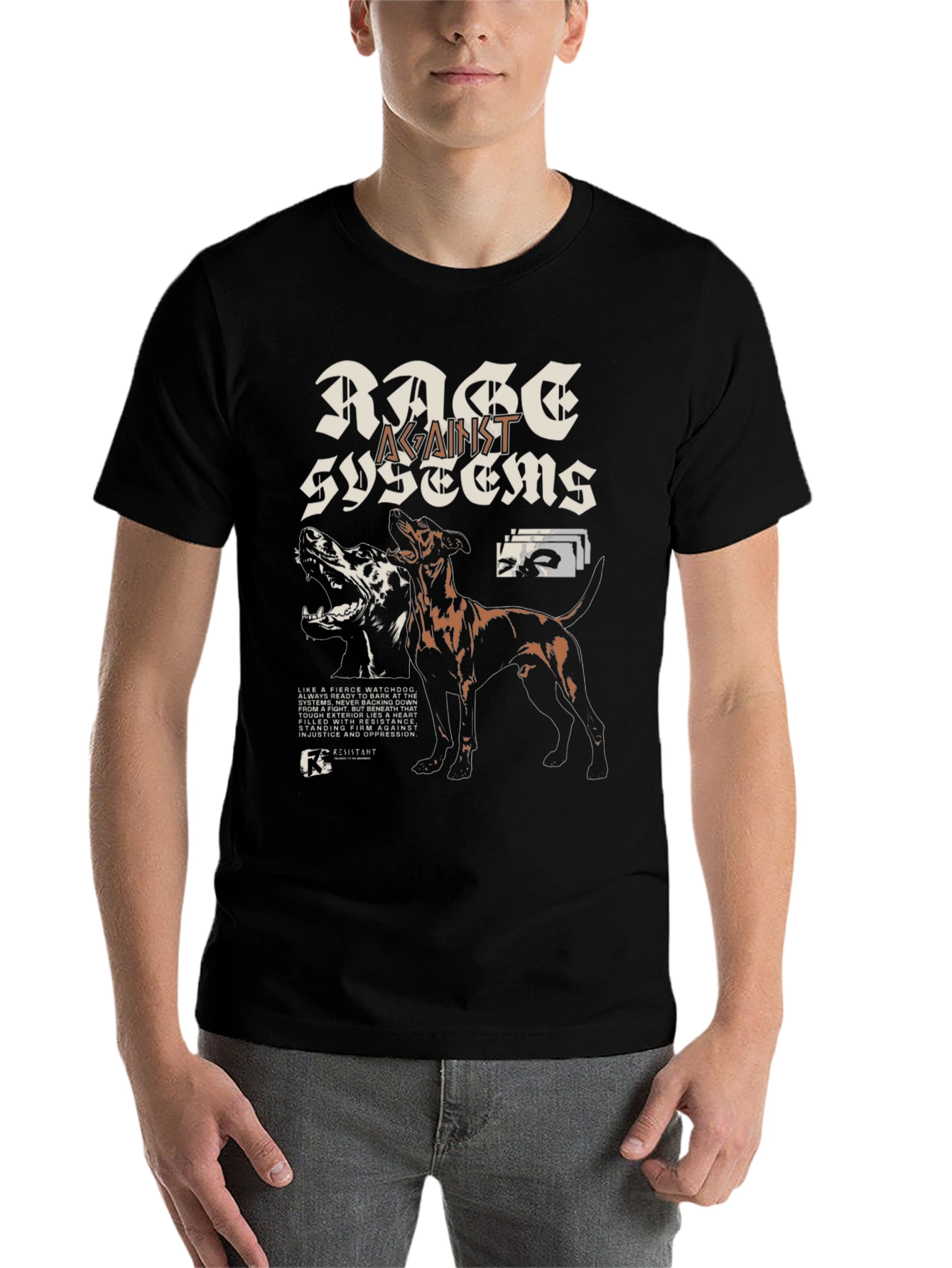 Black Rage Against Systems Graphic T-Shirt - Black view 7