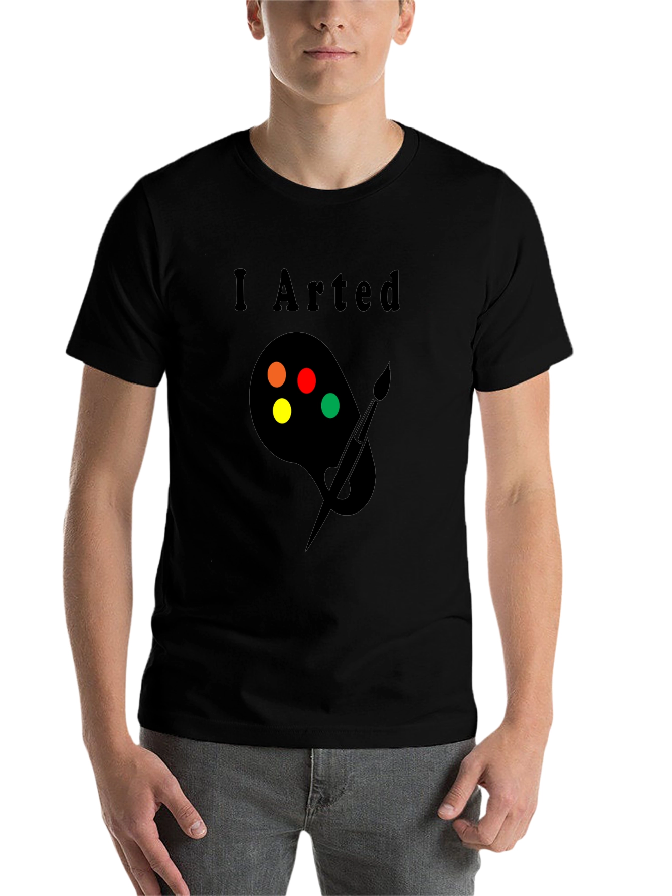 Black I Arted T-Shirt - Painter Palette Design view 7