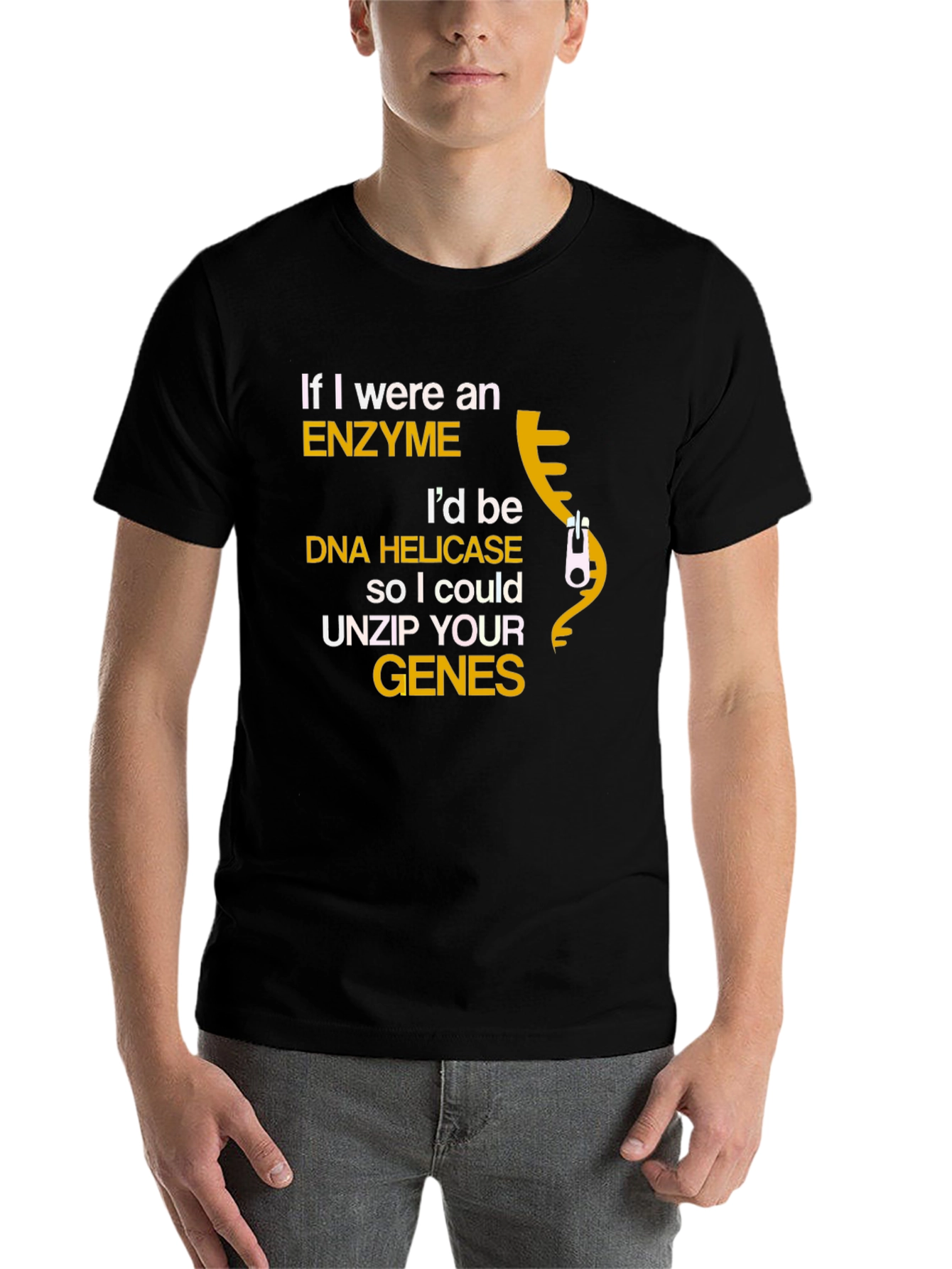 Black Enzyme DNA Helicase Funny Science T-Shirt view 7