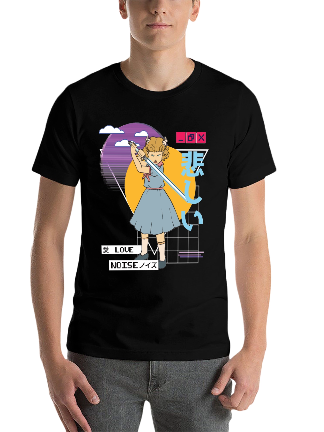 Black Synthwave Aesthetic T-Shirt - Edgy Vaporwave Tee view 7