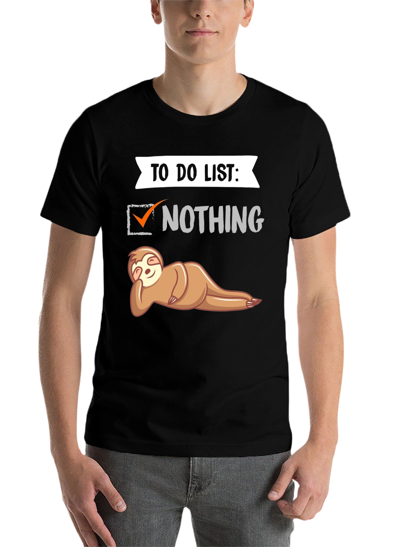 Black Lazy Sloth To-Do List T-Shirt - Funny Graphic Tee view 7