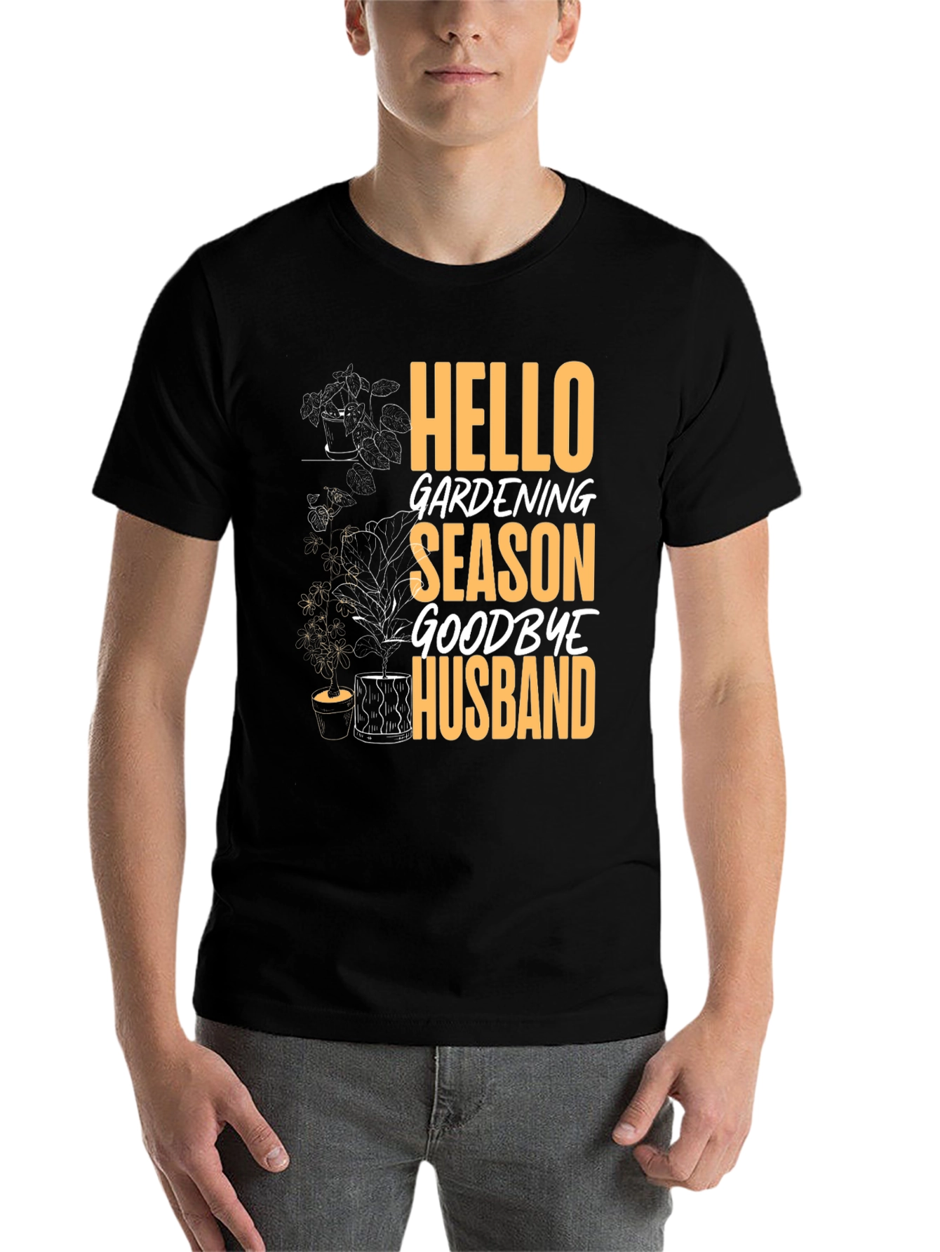 Black Hello Gardening Season Goodbye Husband Tee view 7