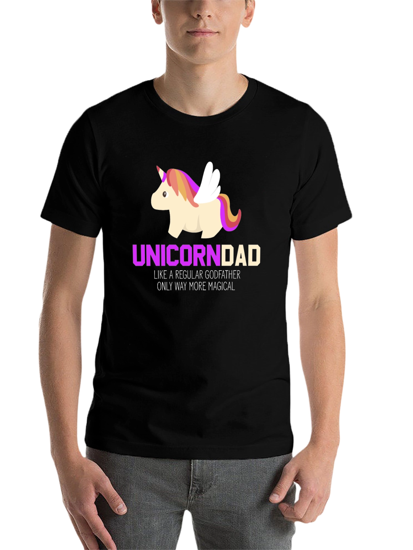 Black Unicorn Dad Magical Godfather T-Shirt view 7