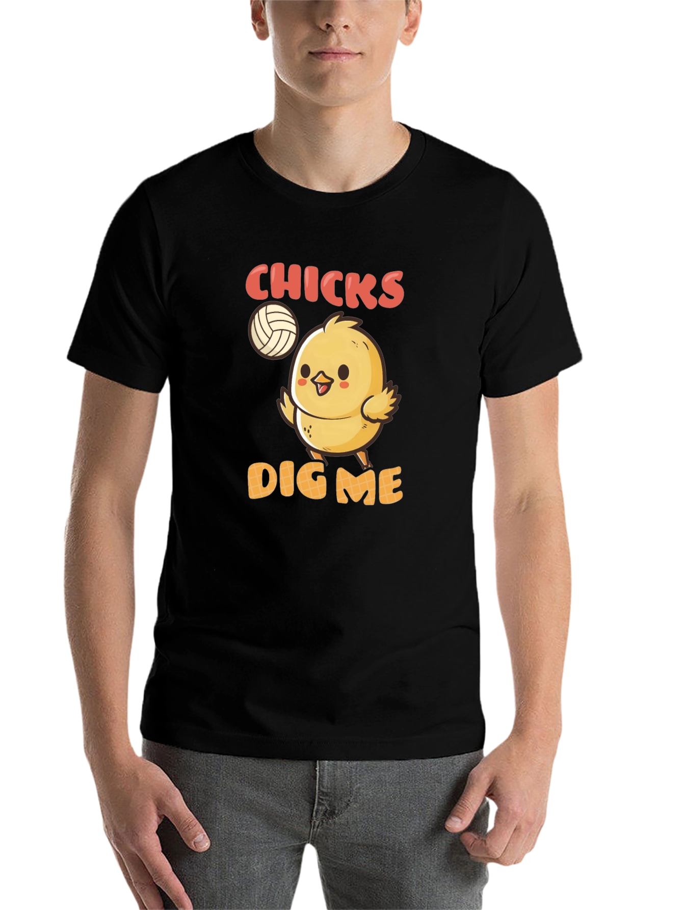Black Chicks Dig Me T-Shirt - Volleyball Chick Graphic Tee view 7