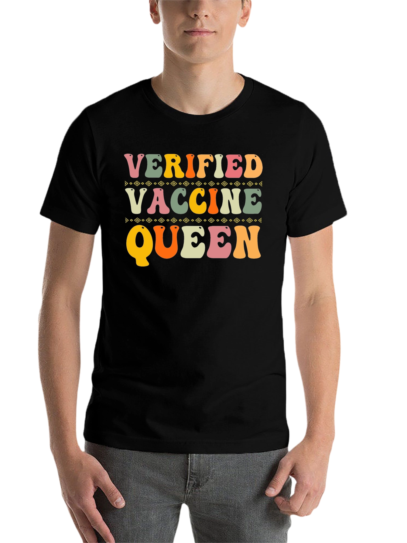 Black Verified Vaccine Queen T-Shirt view 7