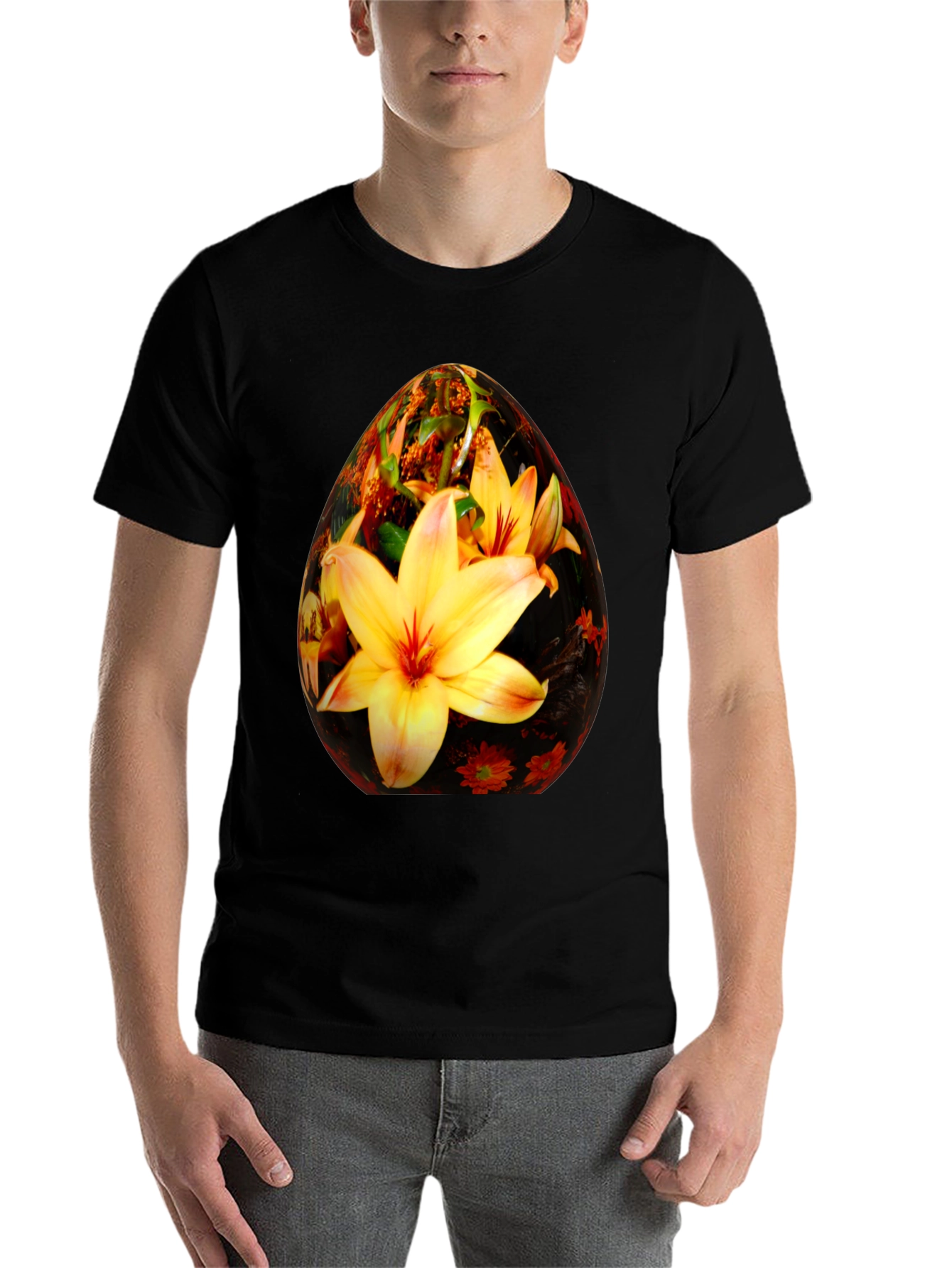Black Floral Easter Egg Graphic Tee view 7