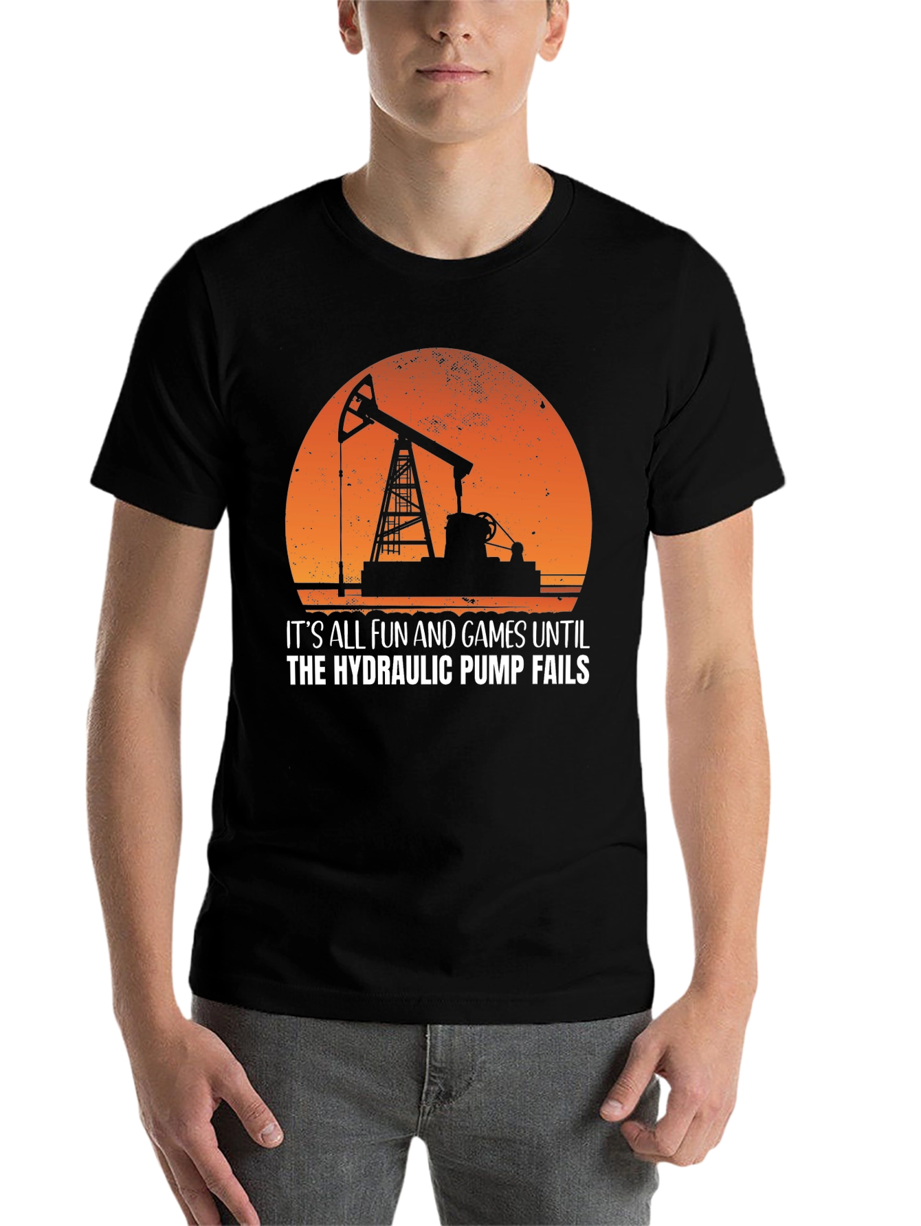 Black Hydraulic Pump Fails Funny T-Shirt view 7
