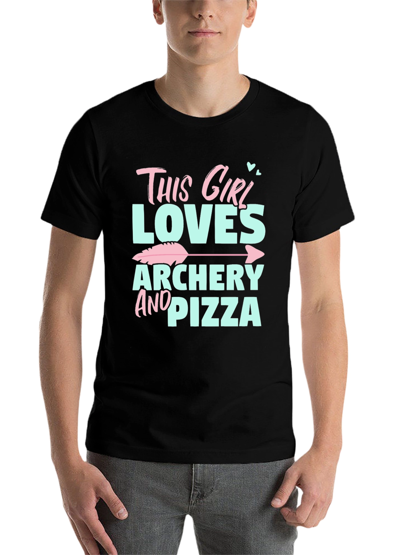 Black Archery & Pizza Lover Graphic T-Shirt view 7