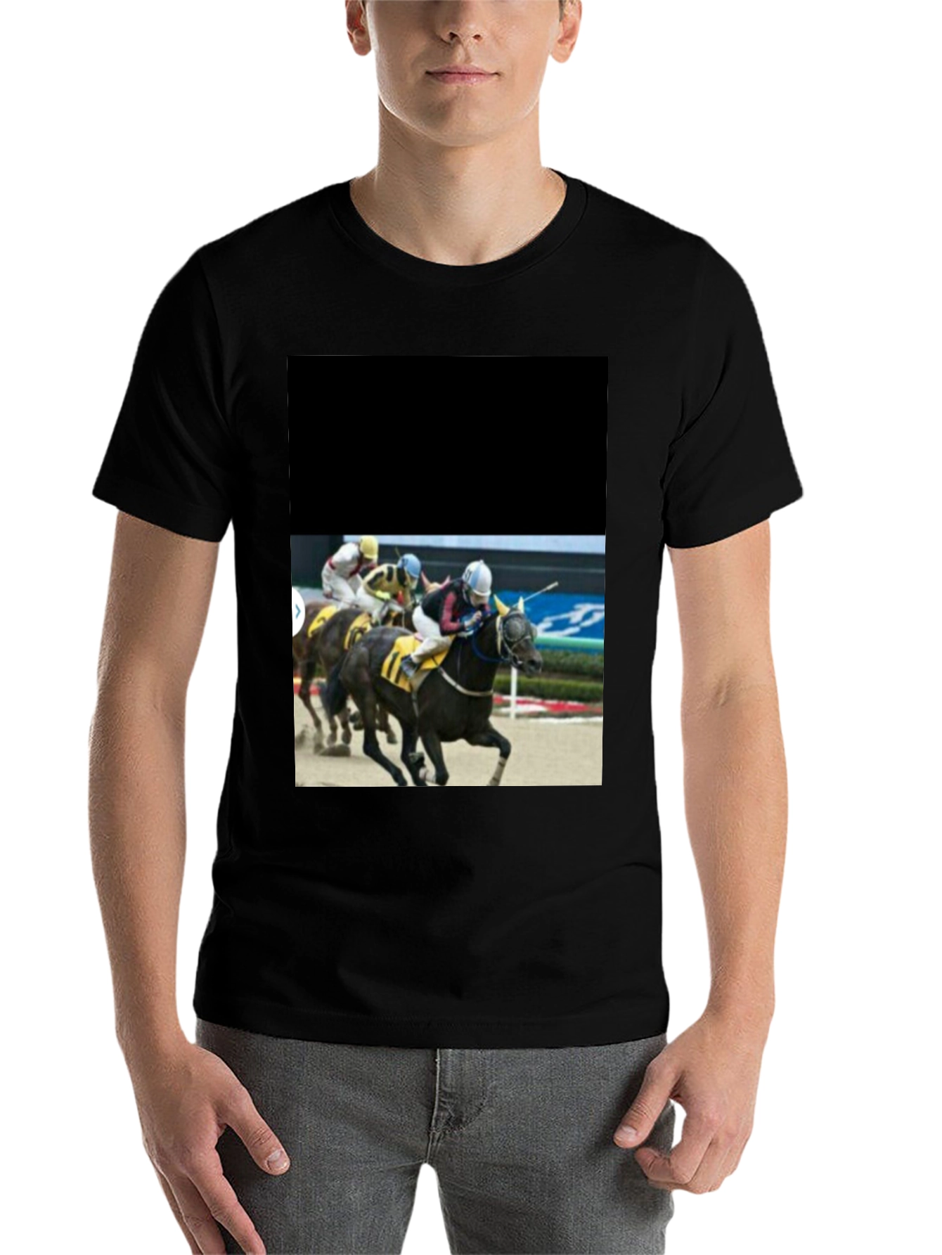 Black Horse Racing T-Shirt - Black Graphic Tee view 7