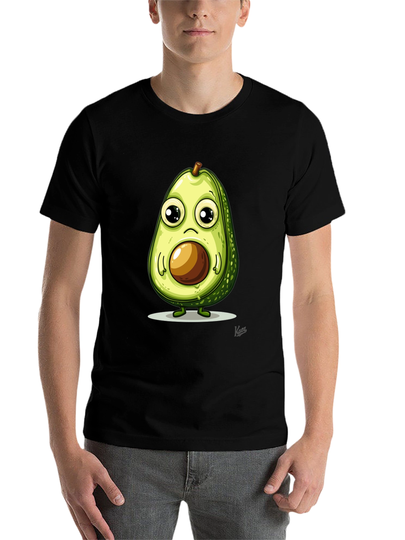 Black Cute Avocado T-Shirt - Unique Graphic Tee view 7