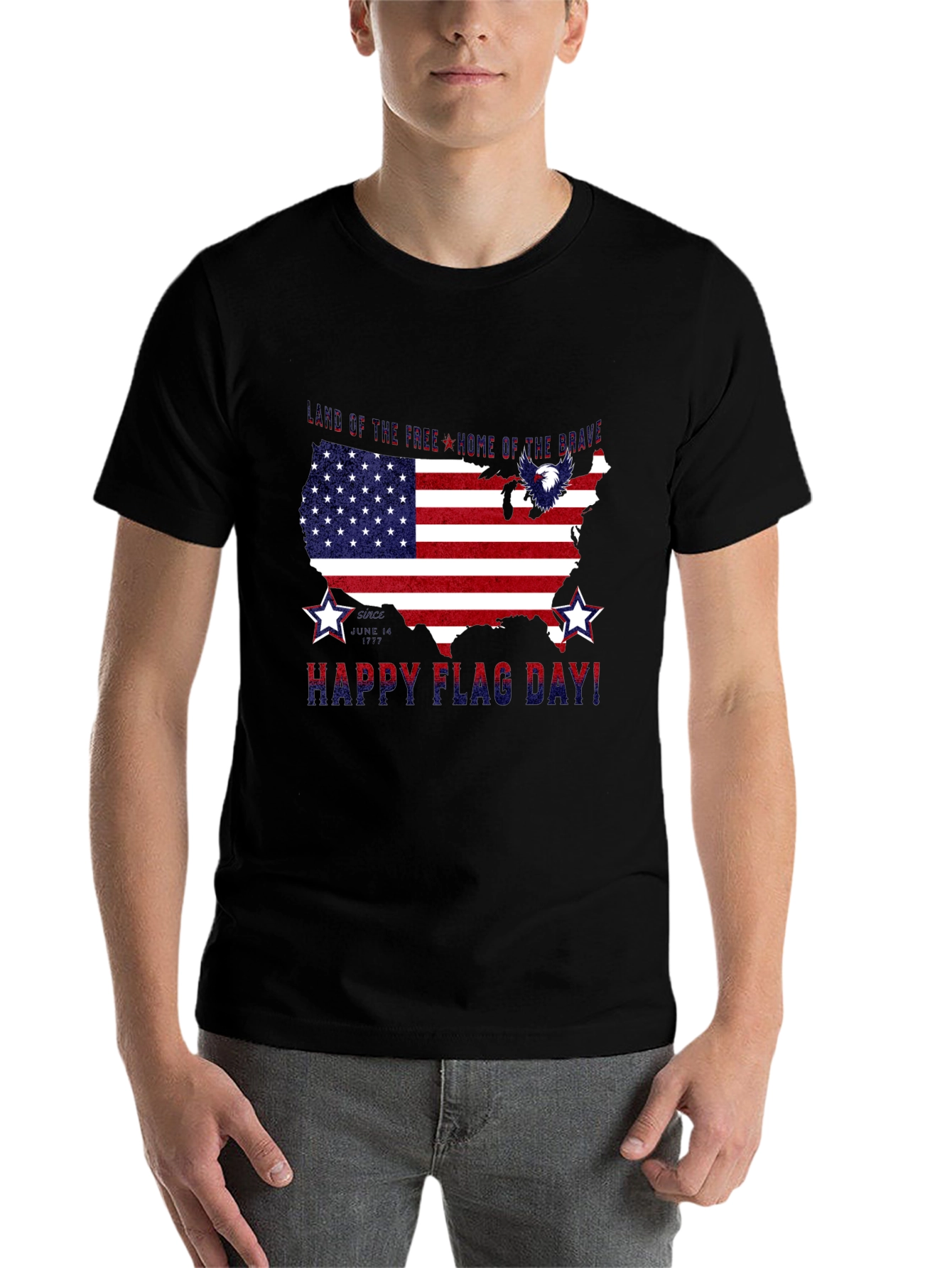 Black Patriotic USA Flag Happy Flag Day T-Shirt view 7