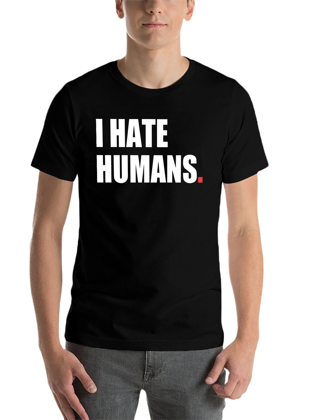 Black I HATE HUMANS Black Graphic Tee - Novelty Shirt view 7